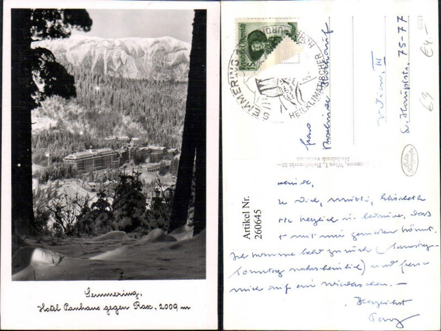 260645,Semmering Hotel Panhans geg. Rax Winterbild