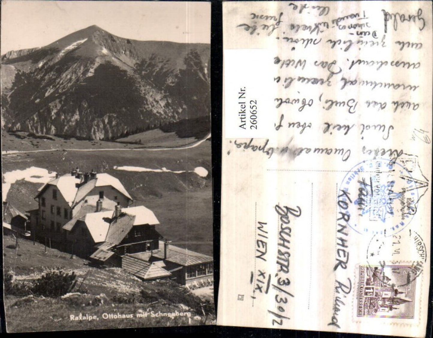 260652,Raxalpe Ottohaus m. Schneeberg Bergkulisse b. Reichenau