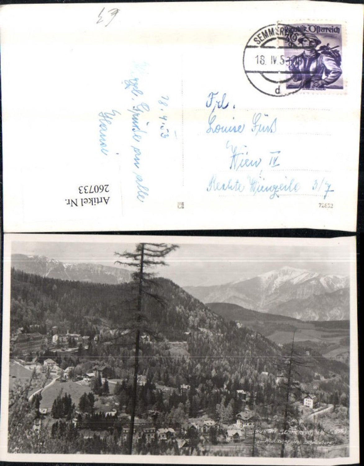 260733,Semmering Totale m. Raxalpe u. Schneeberg Bergkulisse