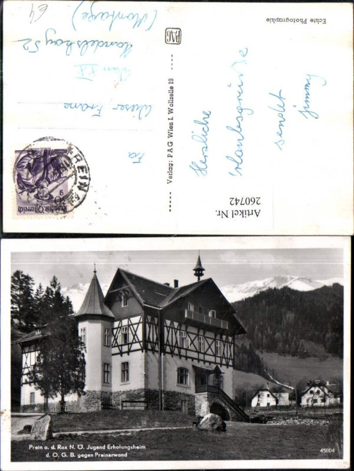 260742,Prein an d. Rax Jugend Erholungsheim geg. Preinerwand
