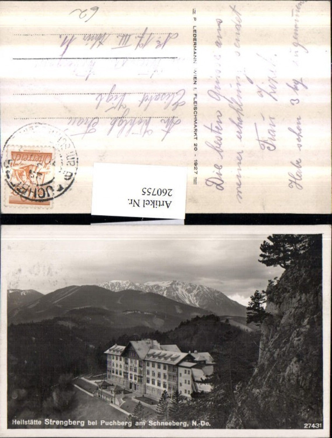 260755,Heilstätte Strengberg b. Puchberg am Schneeberg Bergkulisse