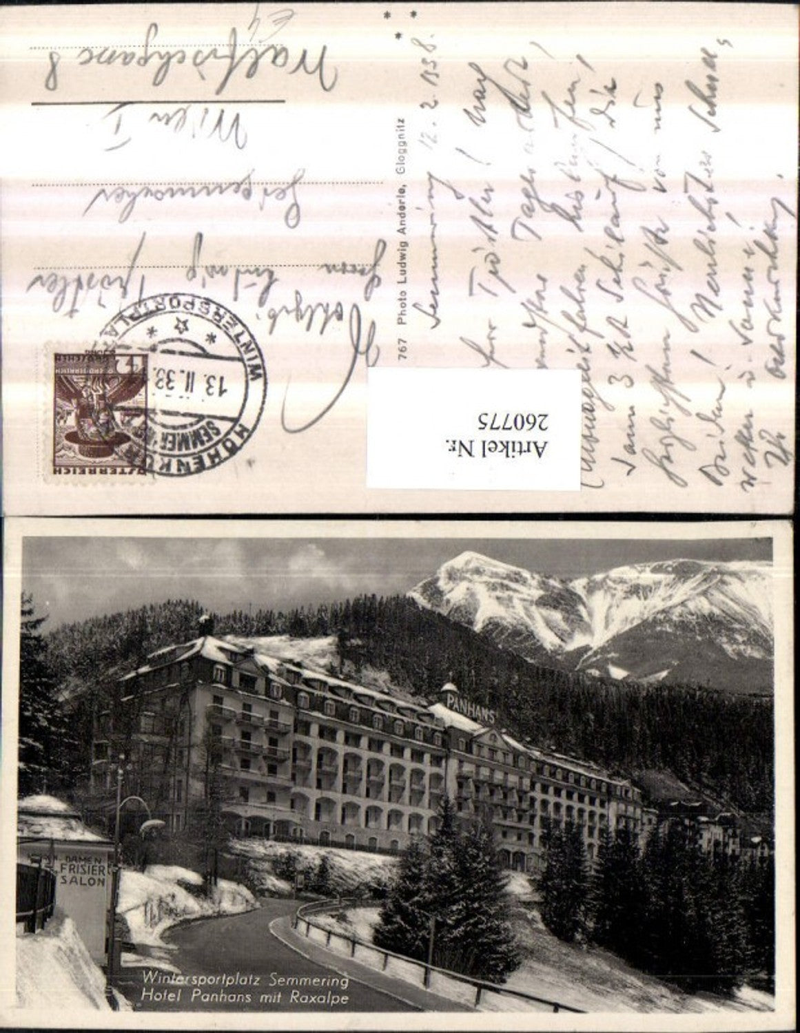 260775,Semmering Hotel Panhans m. Raxalpe Bergkulisse