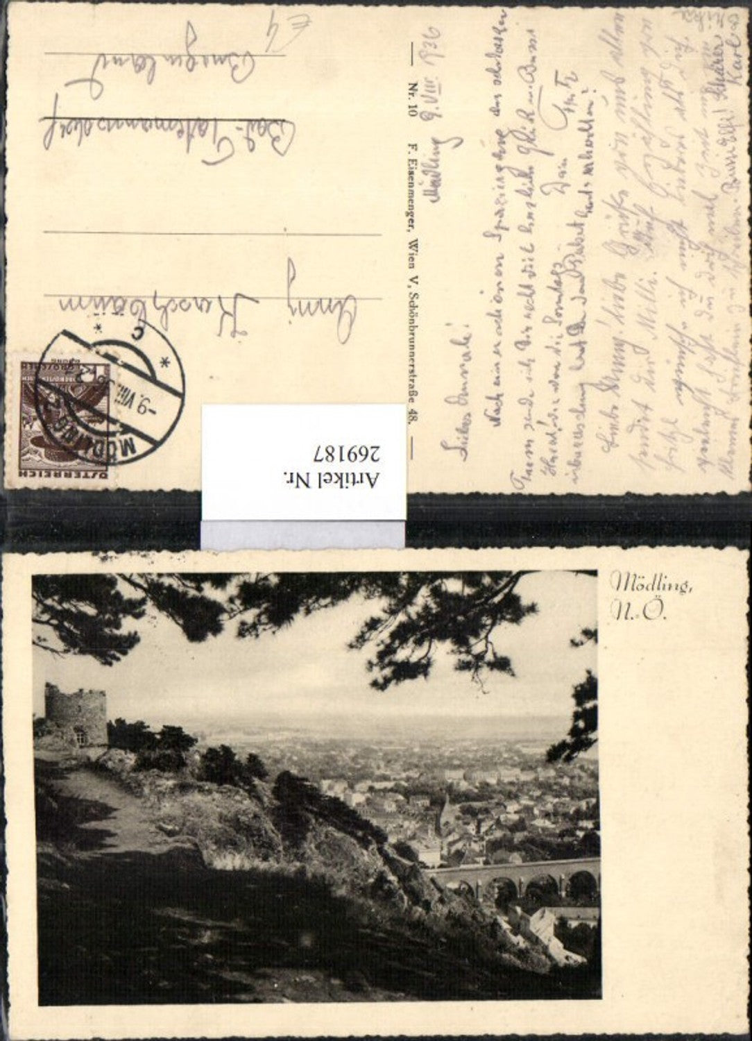 269187,Foto AK Mödling Totale Schwarzer Turm Viadukt