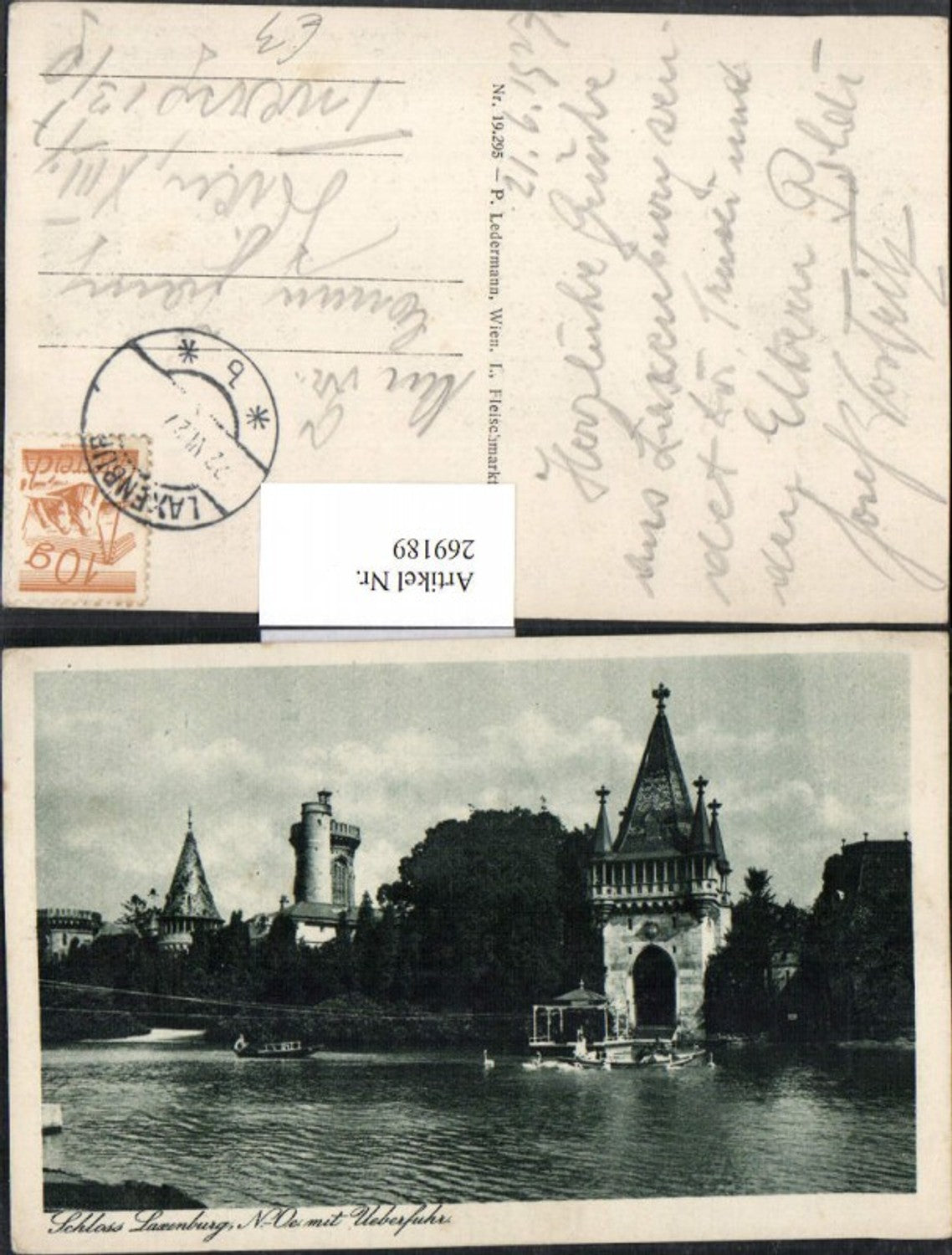 269189,Schloss Laxenburg Franzensburg m. Überfuhr Schlossteich Schwäne