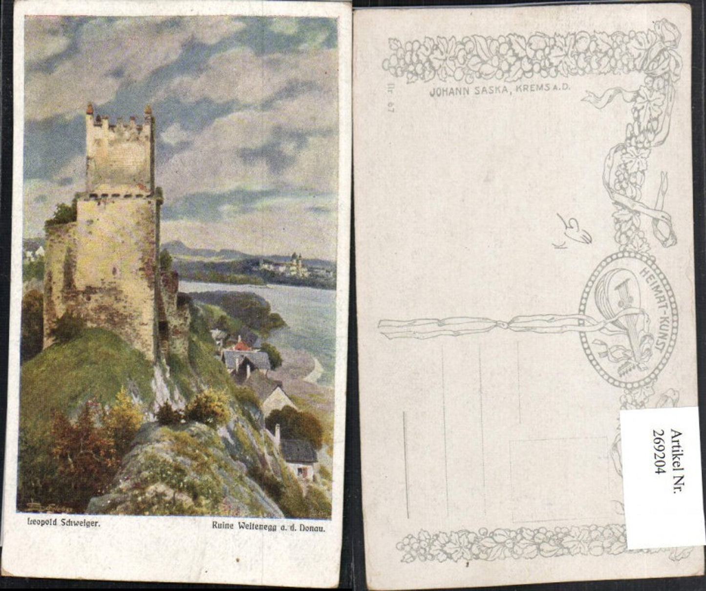 269204,Künstler AK Leopold Schweiger Ruine Weitenegg a. d. Donau