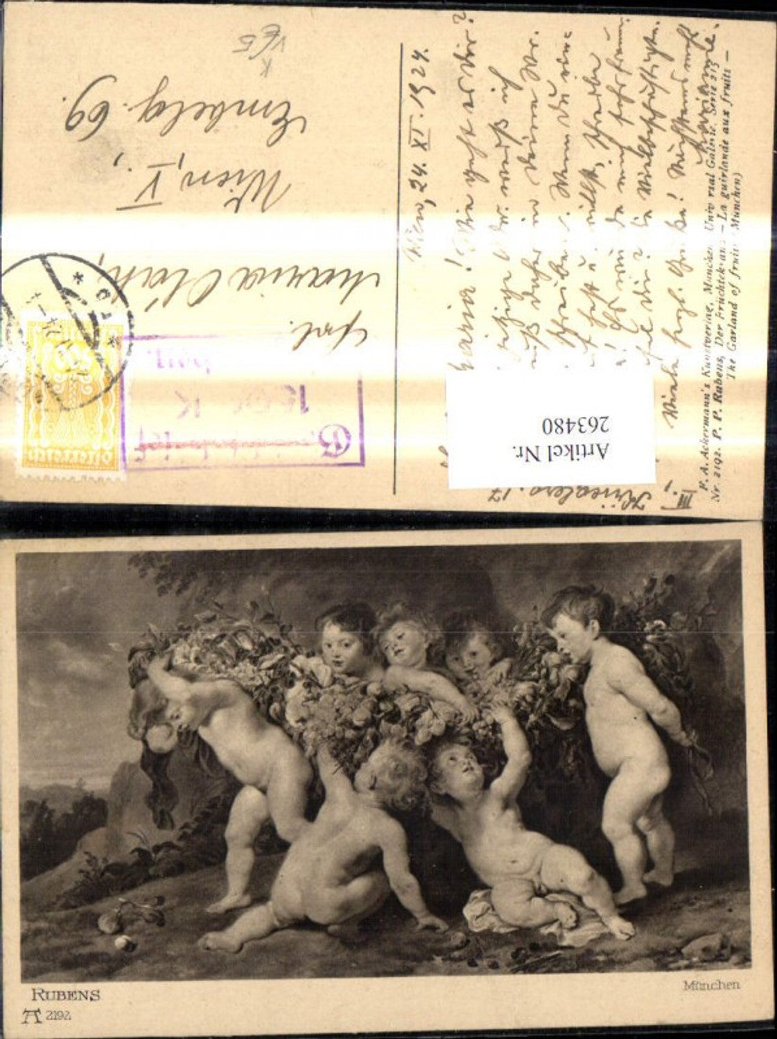 263480,Künstler Ak Peter Paul Rubens Nackte Kinder Der Früchtekranz pub F. A. Ackermann 215/2192