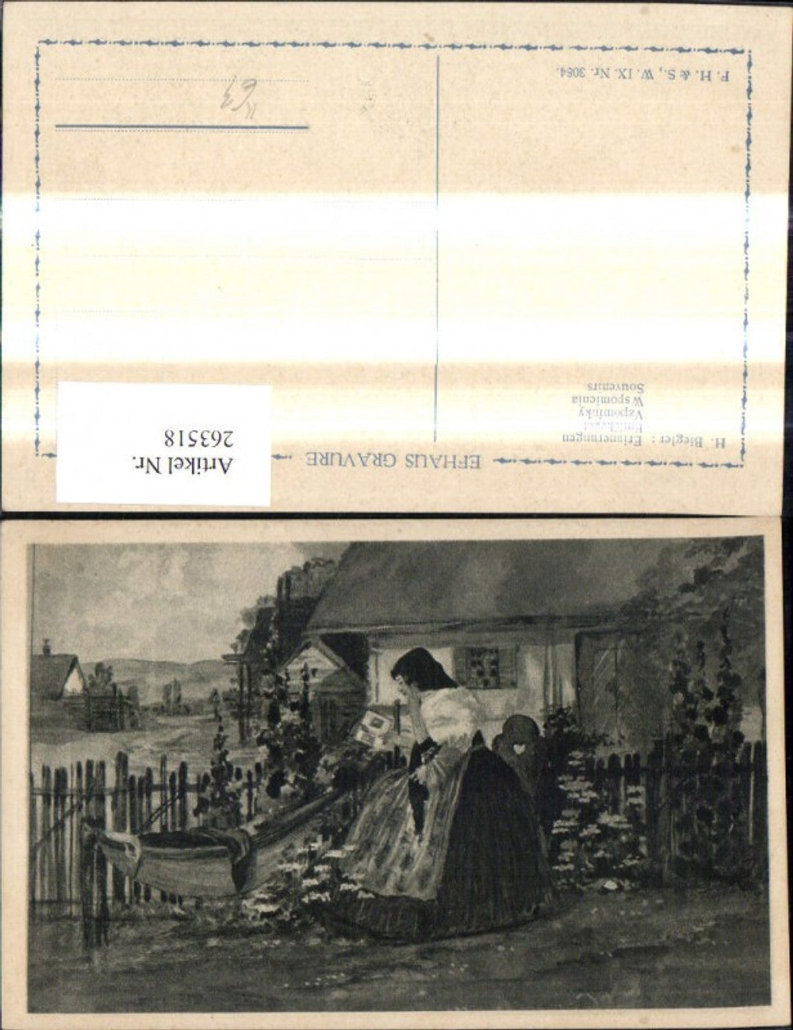 263518,Künstler Ak H. Biegler Erinnerungen Frau liest Lesen Brief v. Haus