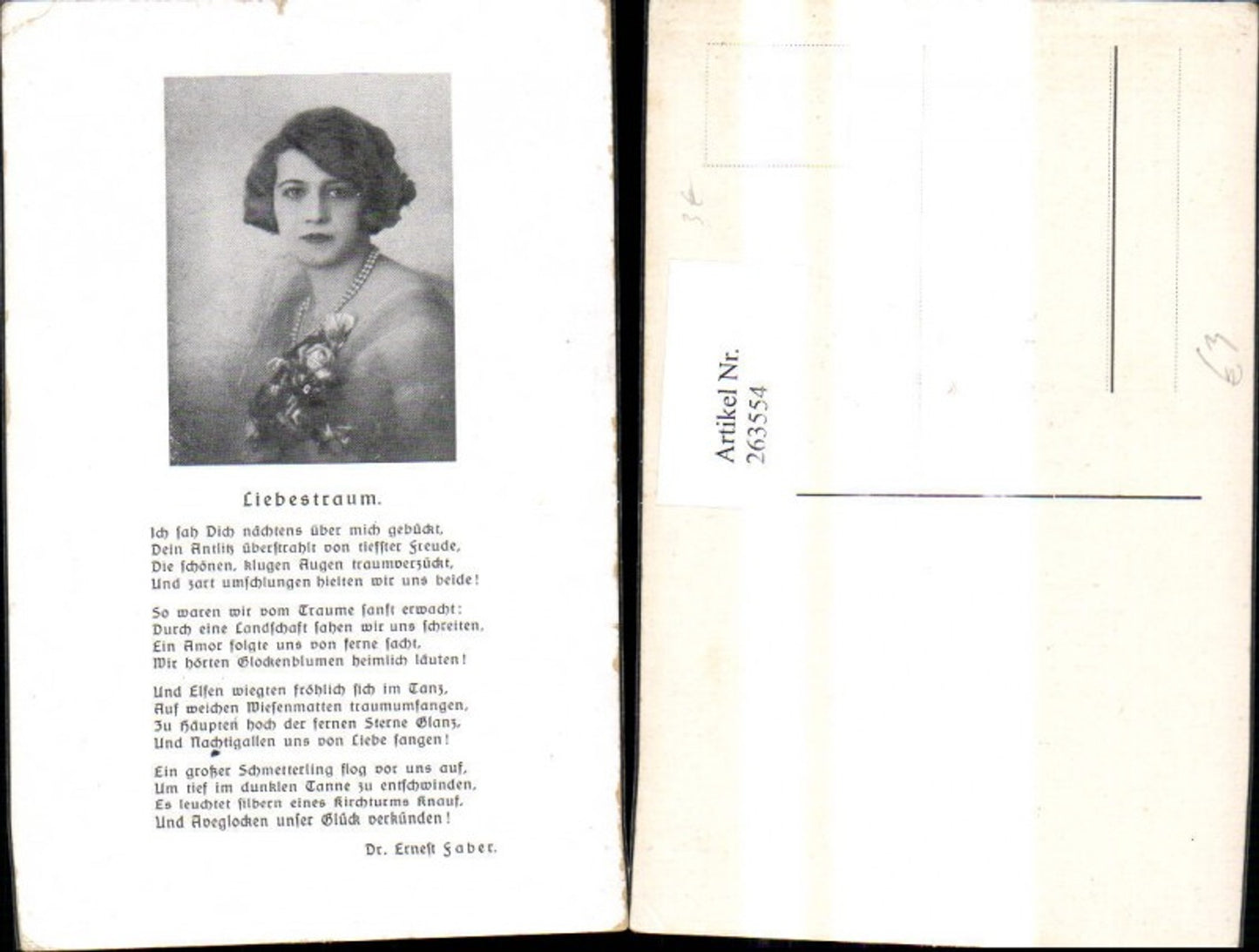 263554,Künstler Ak Frau Portrait Text Liebestraum v. Ernest Faber