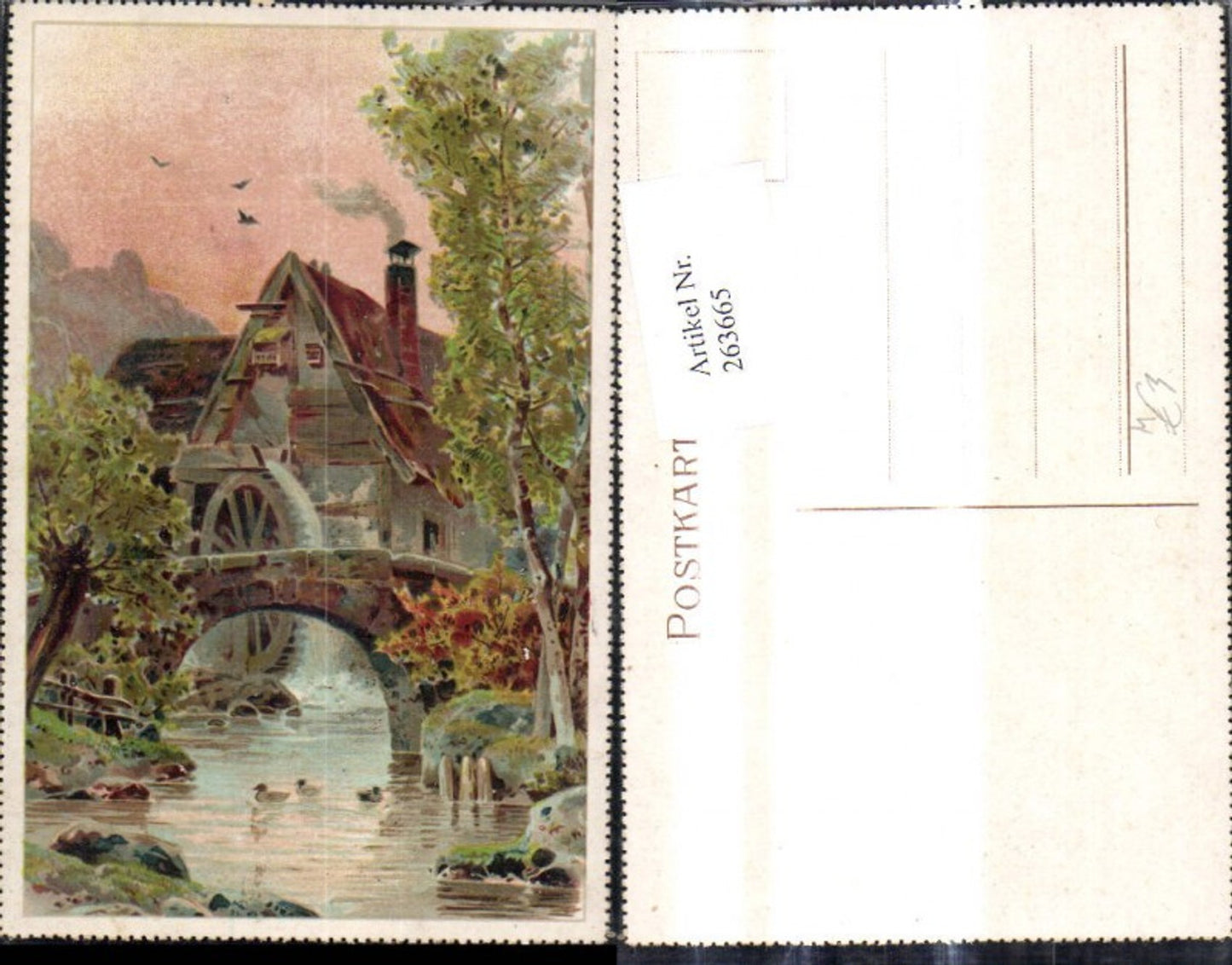263665, Artist Ak Watermill Mill Landscape