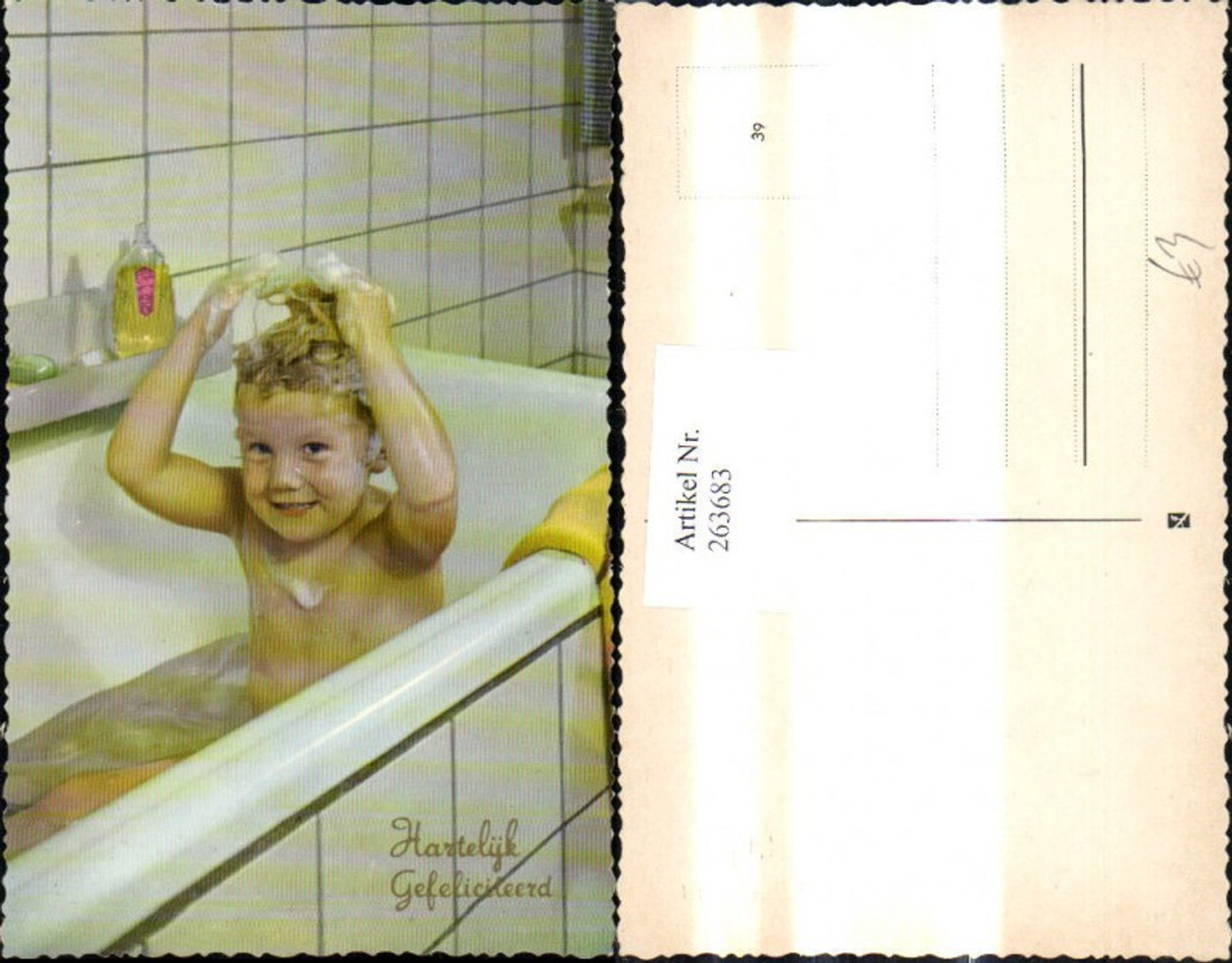 263683,Kinder Mädchen b. Haarewaschen Badewanne Shampoo Hartelijk Gefeliciteerd