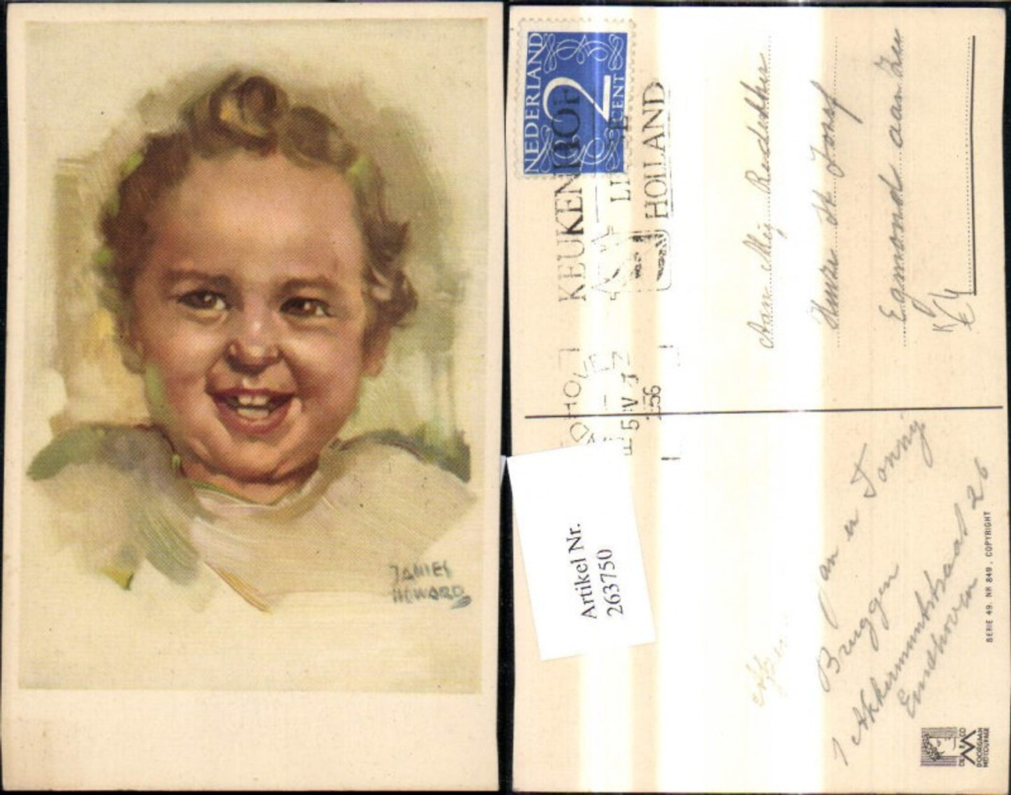 263750,Künstler Ak James Howard Kinder Kind Lockenkopf Portrait