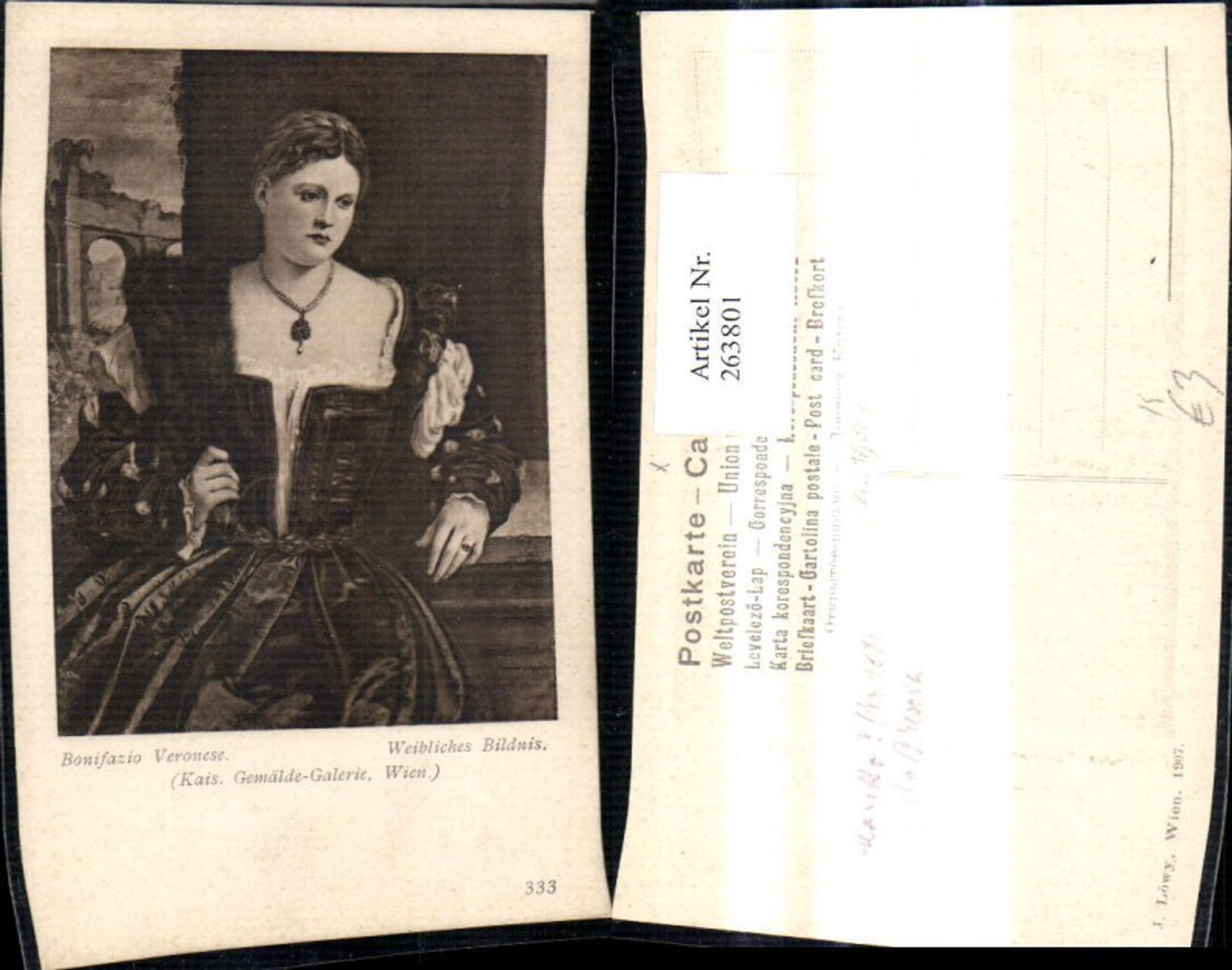 263801,Künstler Ak Bonifazio Veronese Weibliches Bildnis Adel Monarchie