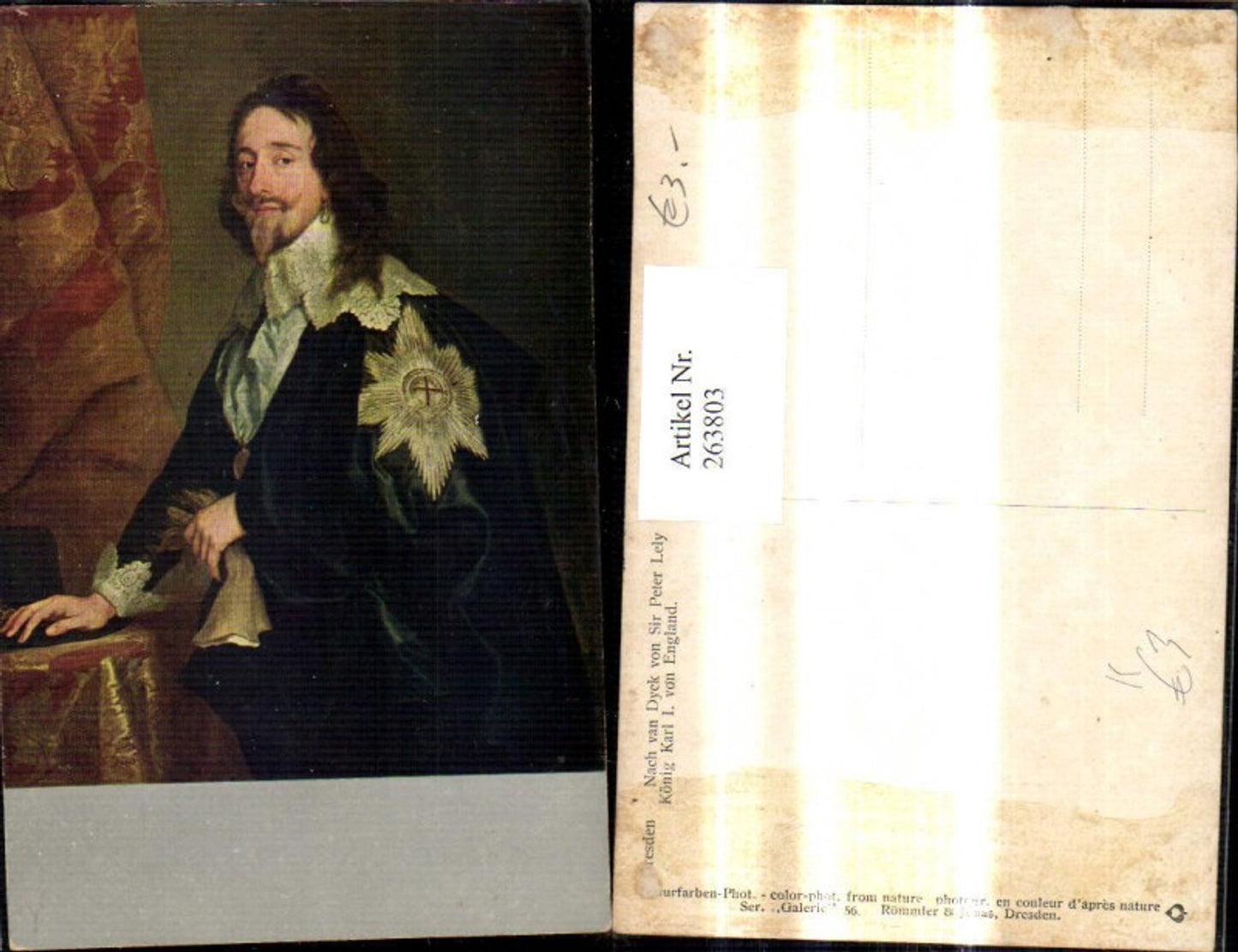 263803,Künstler Ak Van Dyck v. Sir Peter Lely König Karl I v. England Adel Monarchie