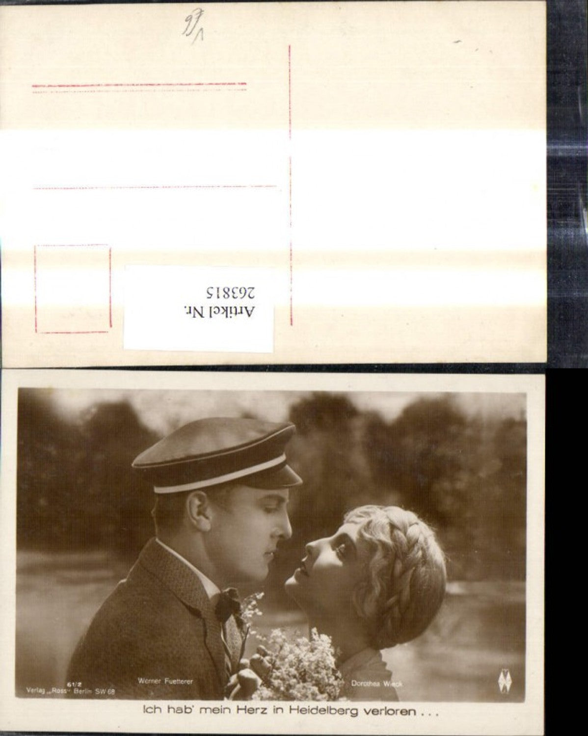 263815,Werner Fuetterer Dorothea Wieck Ich hab mein Herz i. Heidelberg verloren Schauspieler pub Ross 61/2
