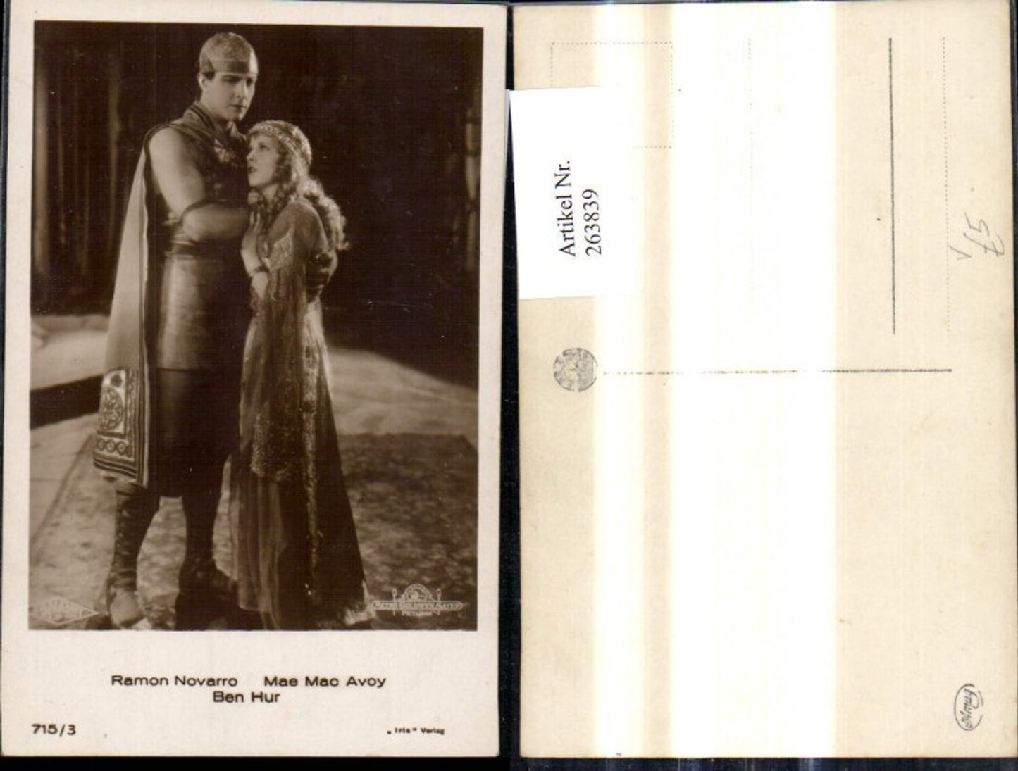 263839,Ramon Novarro Mae Mac Avoy Ben Hur Kostüme Schauspieler pub Iris 715/3