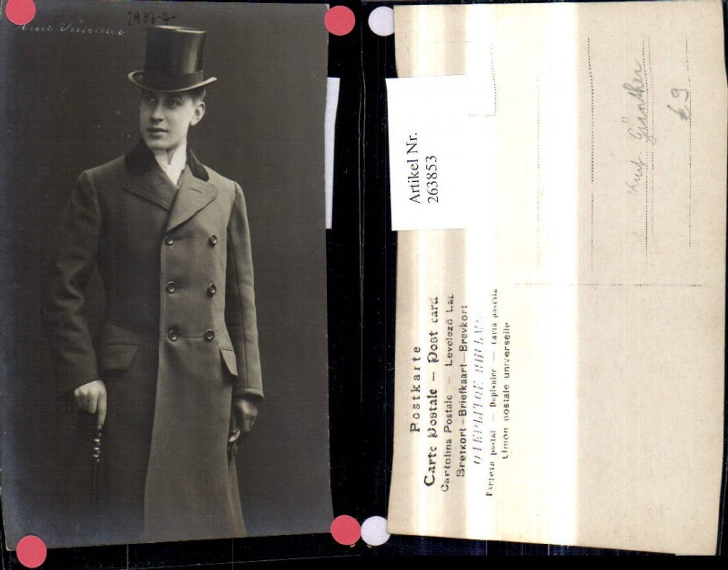 263853,Kurt Günther Schauspieler Hut Zylinderhut Gehstock