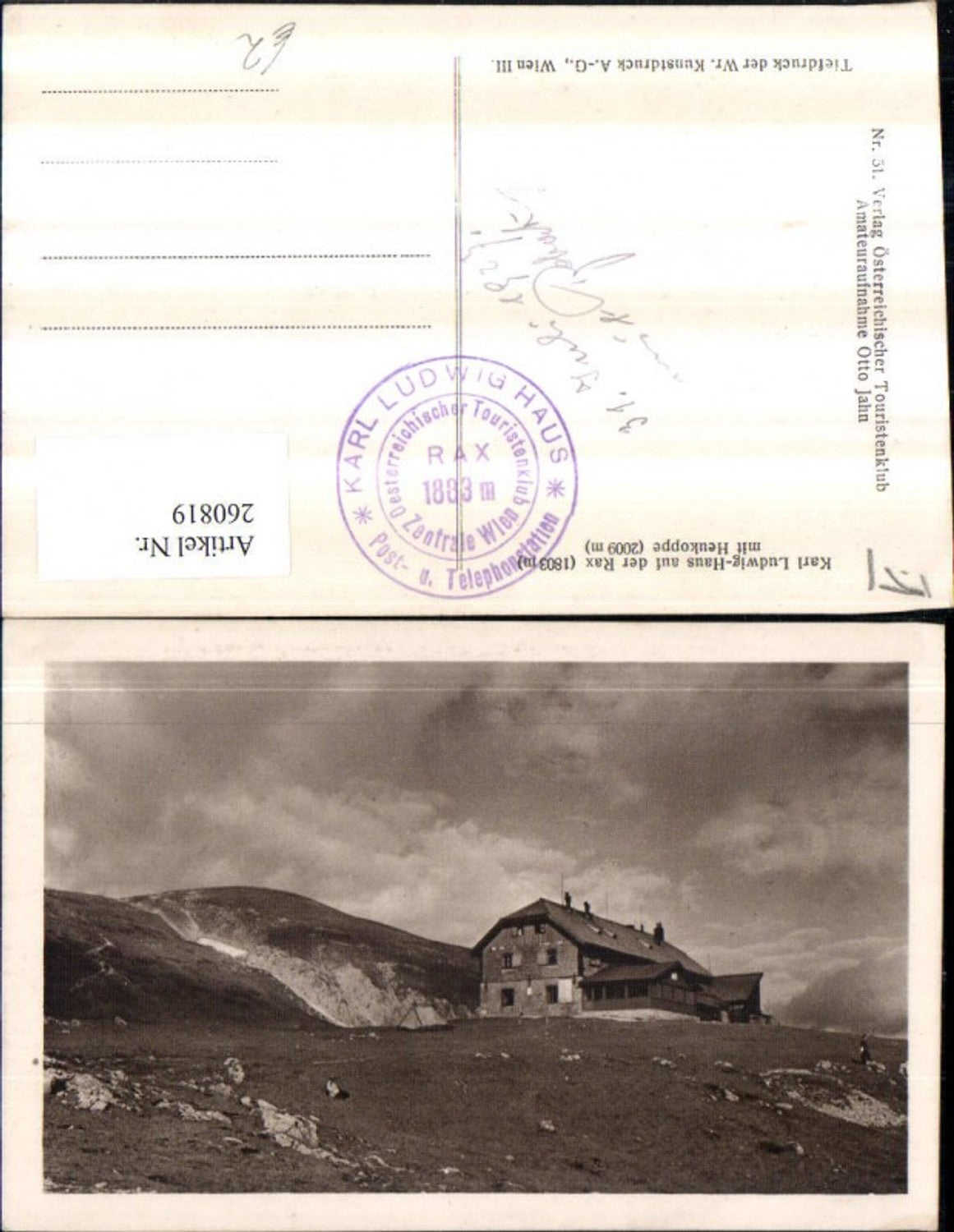 260819,Karl Ludwig-Haus auf d. Rax m. Heukoppe b. Reichenau