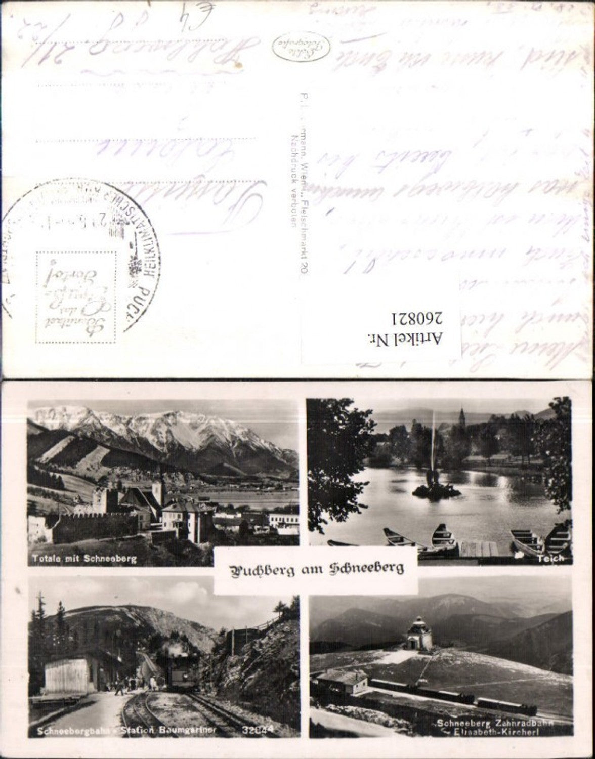 260821,Puchberg am Schneeberg Totale Teich Zahnradbahn Elisabeth-Kirche Station Baumgartner Mehrbildkarte