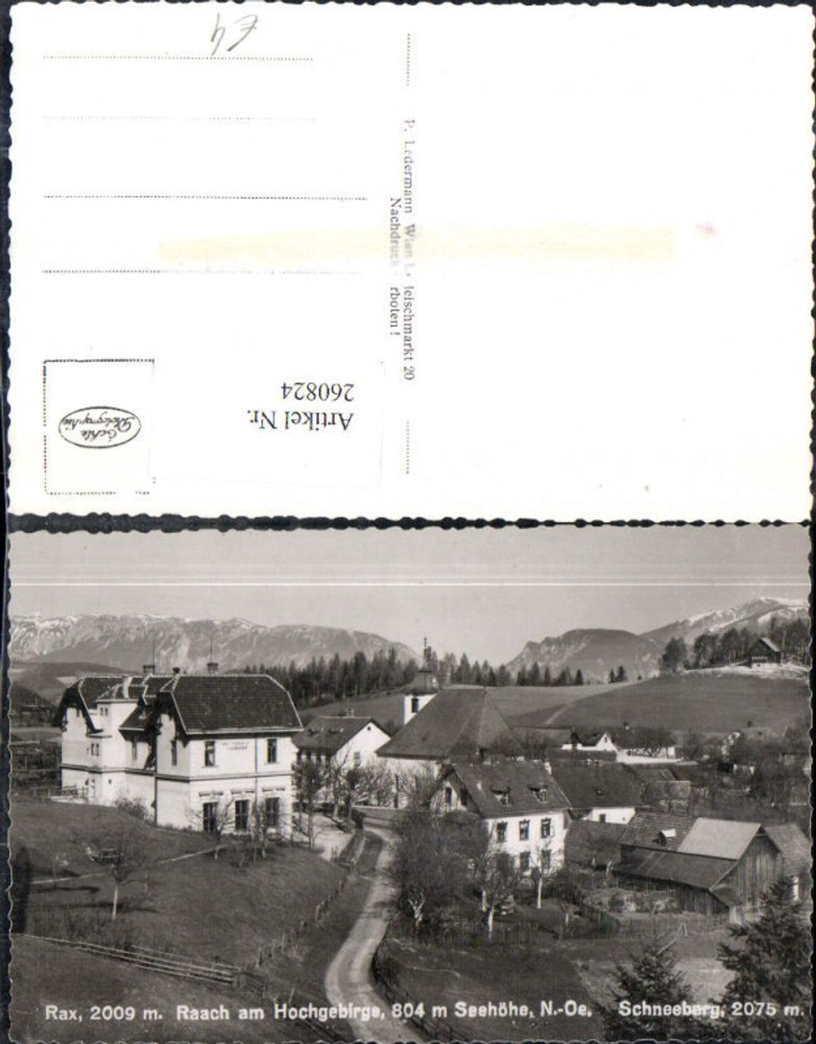 260824,Raach am Hochgebirge Teilansicht Restaurant Kirche m. Schneeberg u. Rax