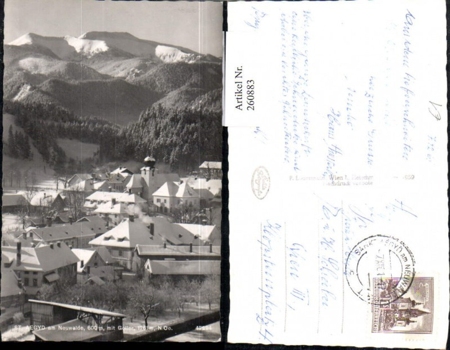 260883,St. Aegyd am Neuwalde Totale Kirche m. Göller Bergkulisse Winterbild