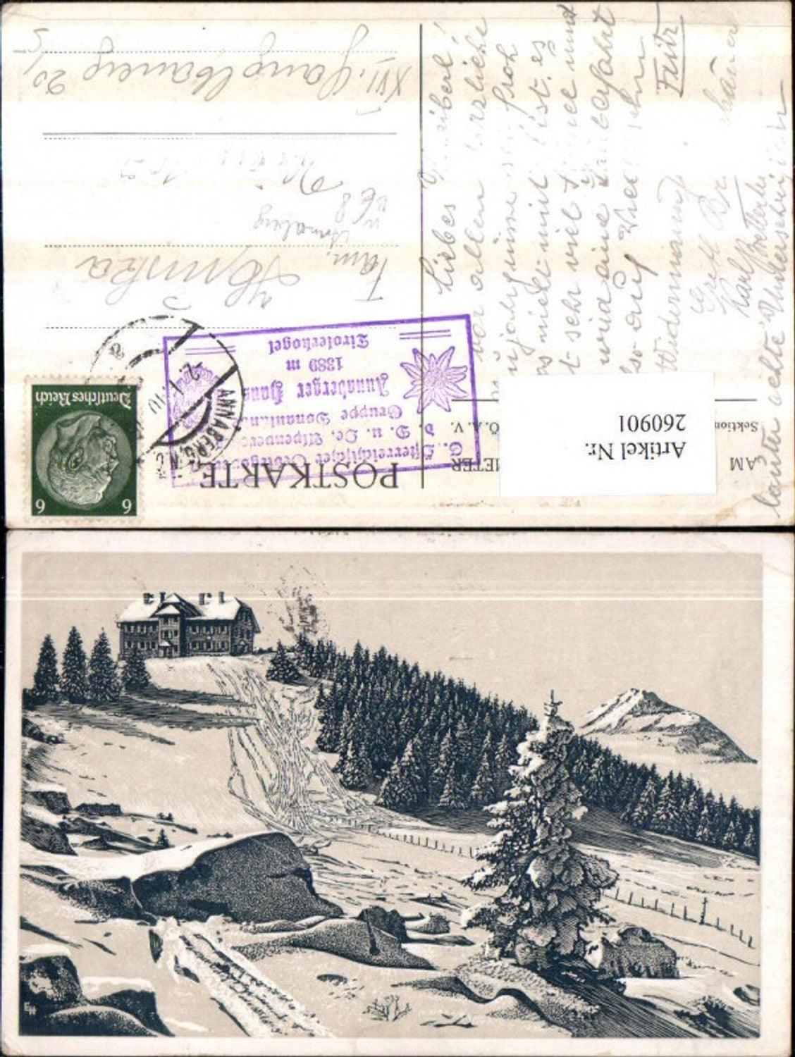 260901,Künstler AK Annabergerhaus am Tirolerkogel b. Annaberg