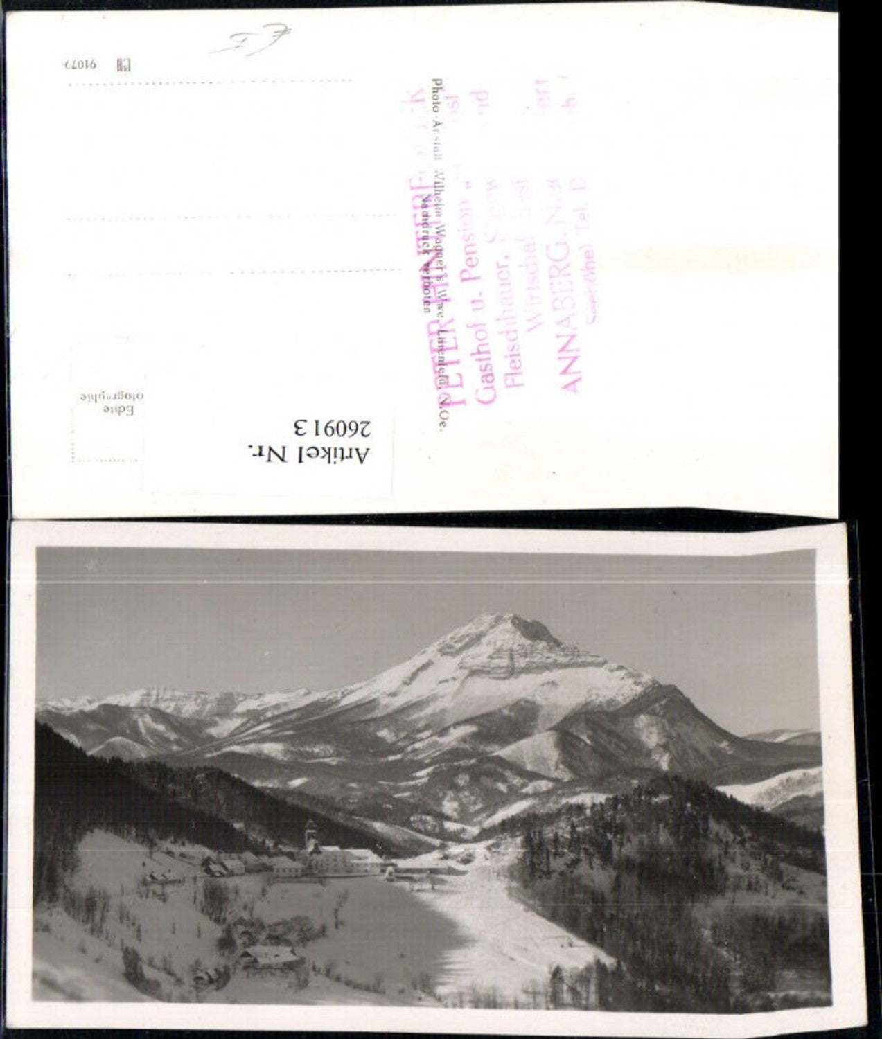 260913,Foto AK Annaberg Totale m. Ötscher Bergkulisse Winterbild