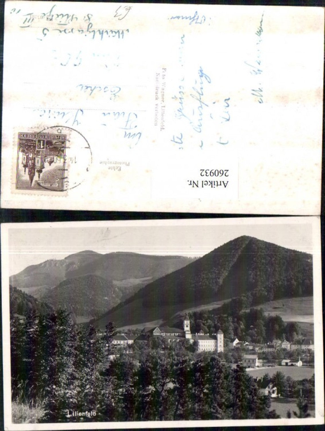 260932,Lilienfeld Teilansicht Stift Bergkulisse