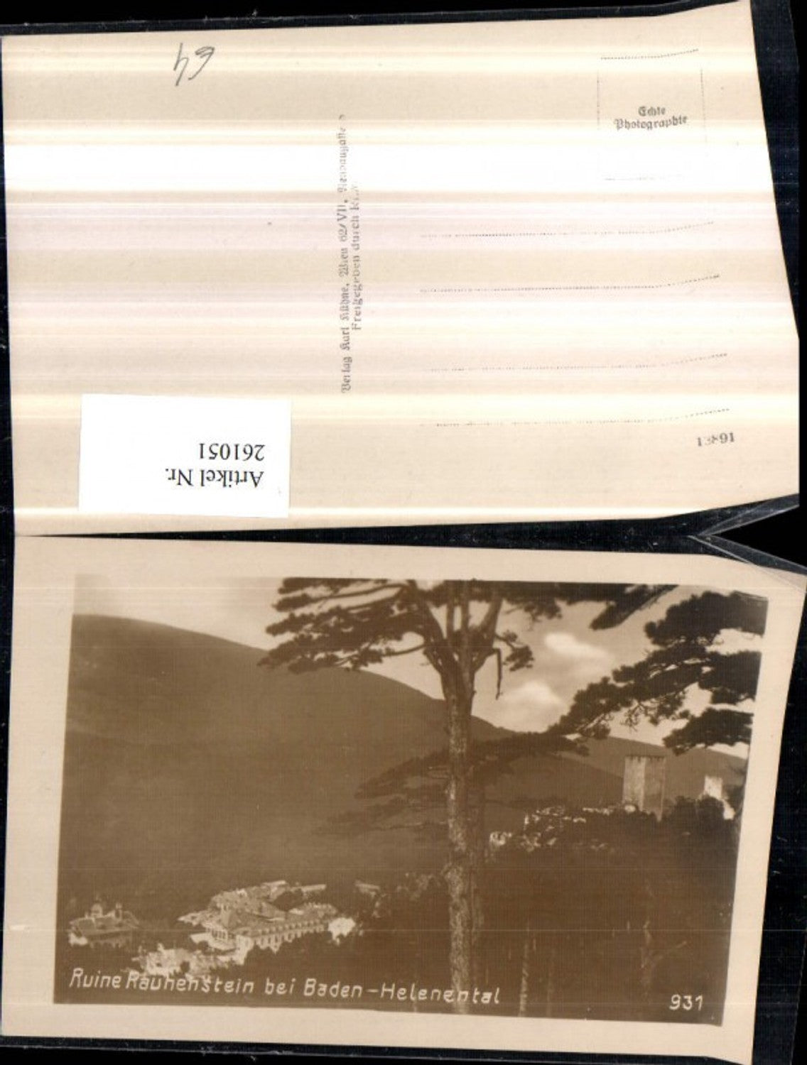 261051,Ruine Rauhenstein b. Baden m. Helenental