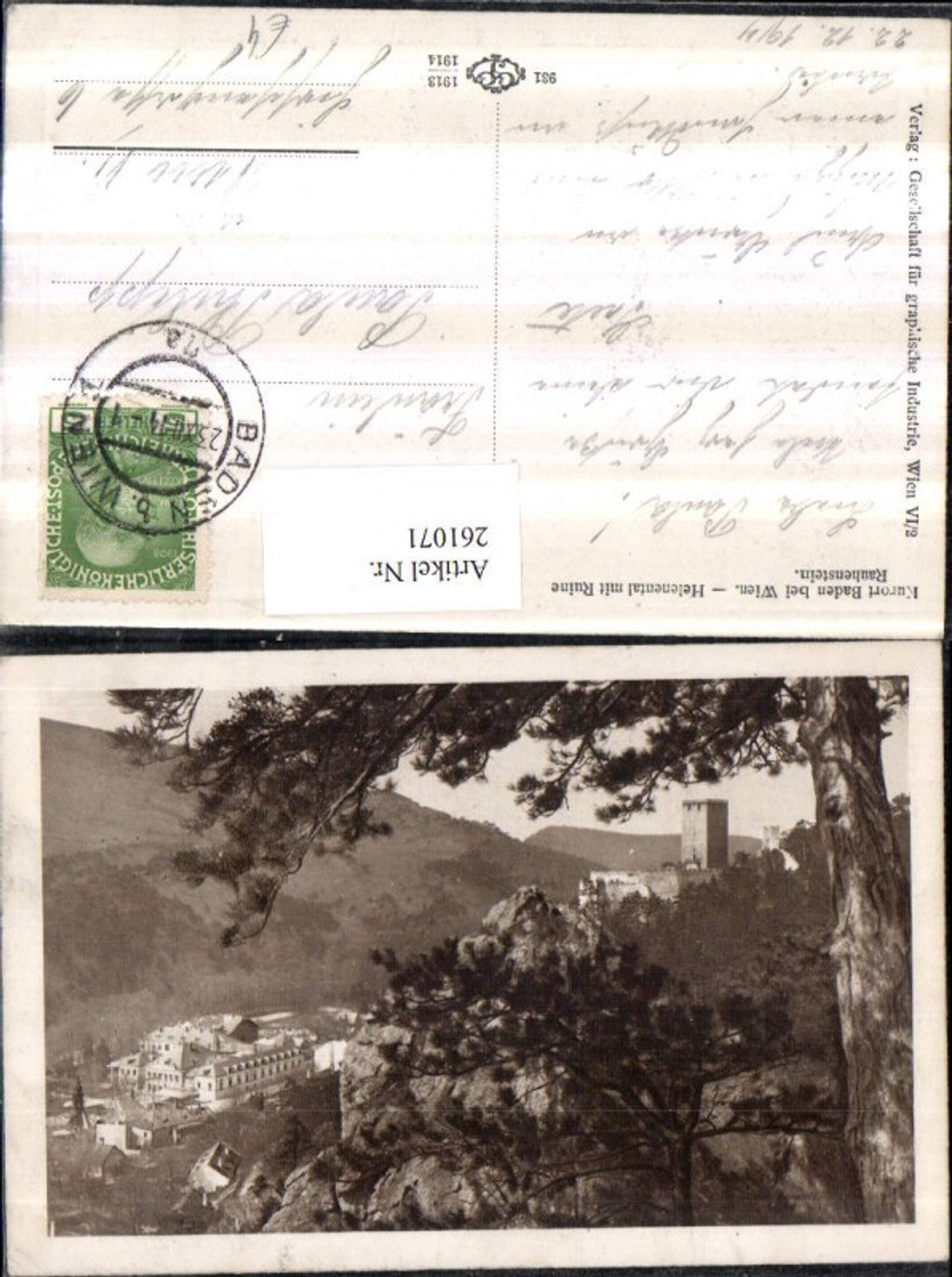 261071,Baden b. Wien Helenental m. Ruine Rauhenstein