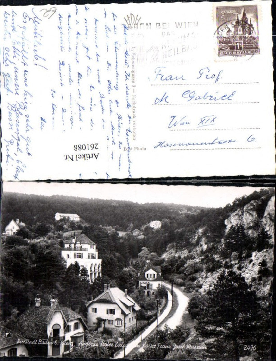 261088,Baden b. Wien Andreas Hofer Zeile geg. Kaiser Franz Josef Museum pub Foto Hubmann 2496