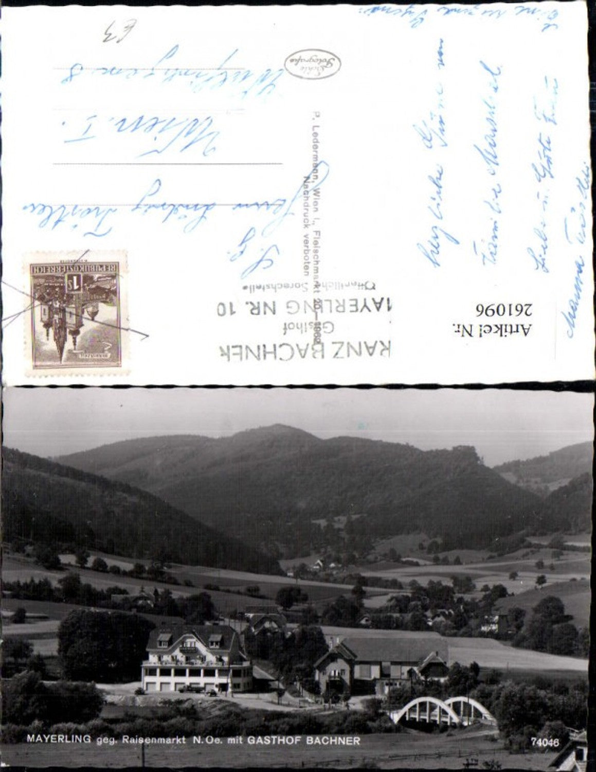 261096,Mayerling geg. Raisenmarkt m. Gasthof Bachner Brücke