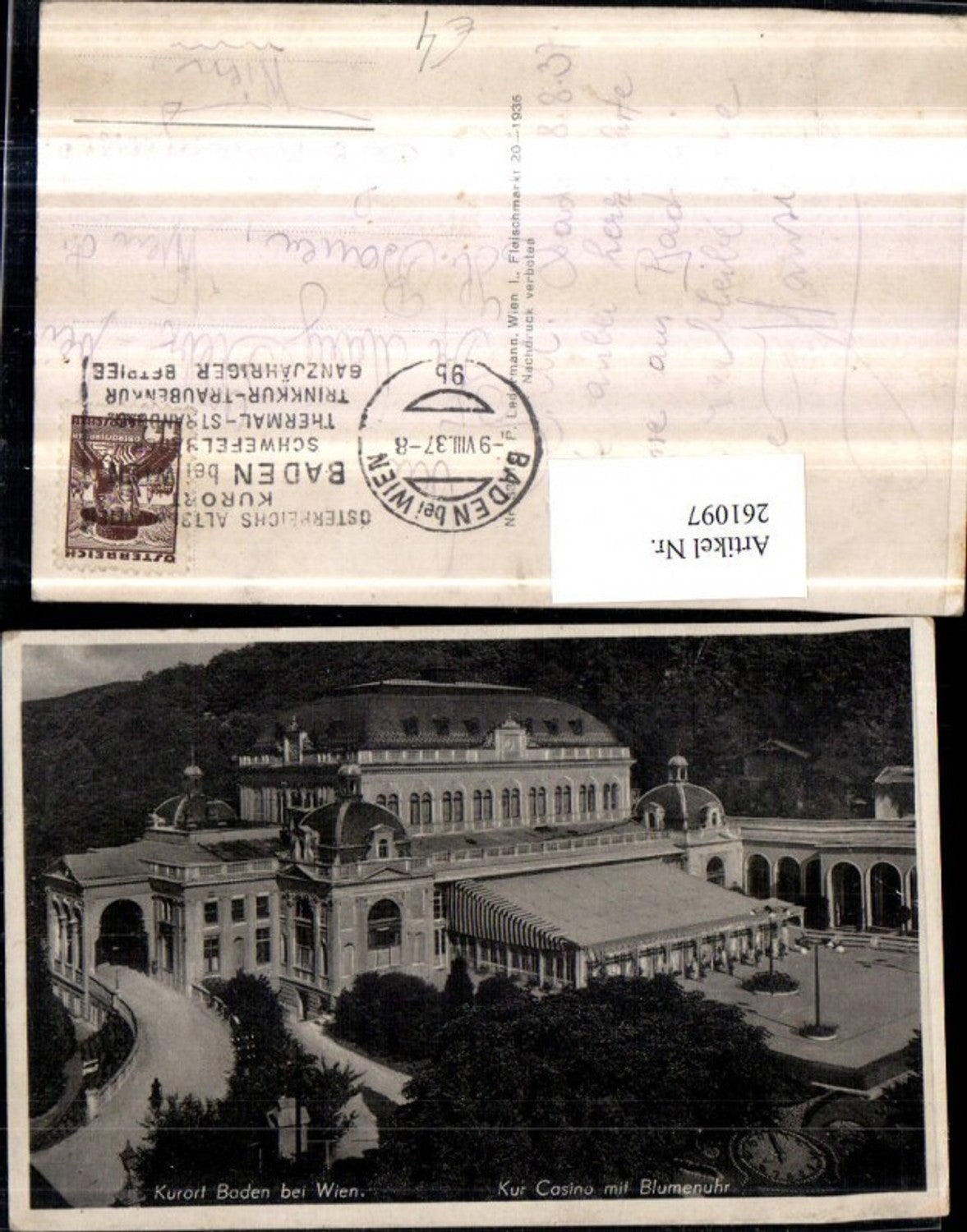 261097,Baden b. Wien Kur Casino m. Blumenuhr