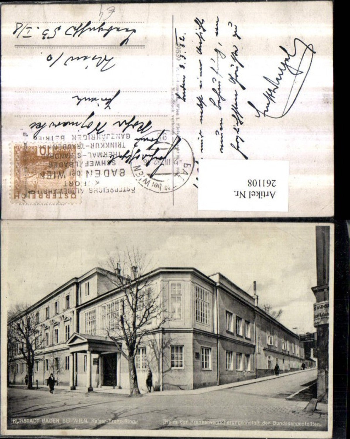 261108,Baden b. Wien Kaiser-Franz-Ring Heim d. Krankenversicherungsanstalt