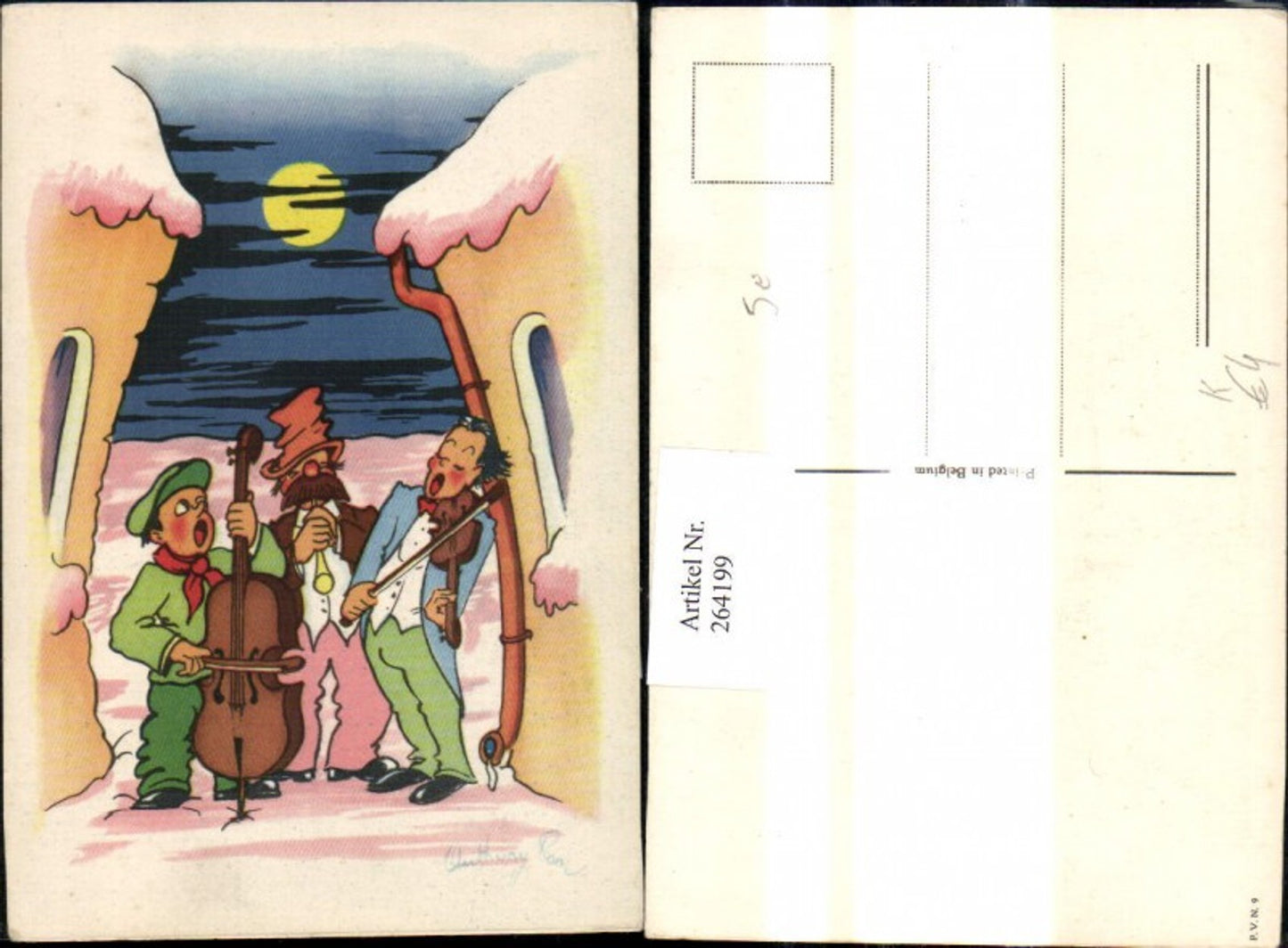 264199, Artist Ak Musicians playing b. Night Moonlight Drunken Joke Humor