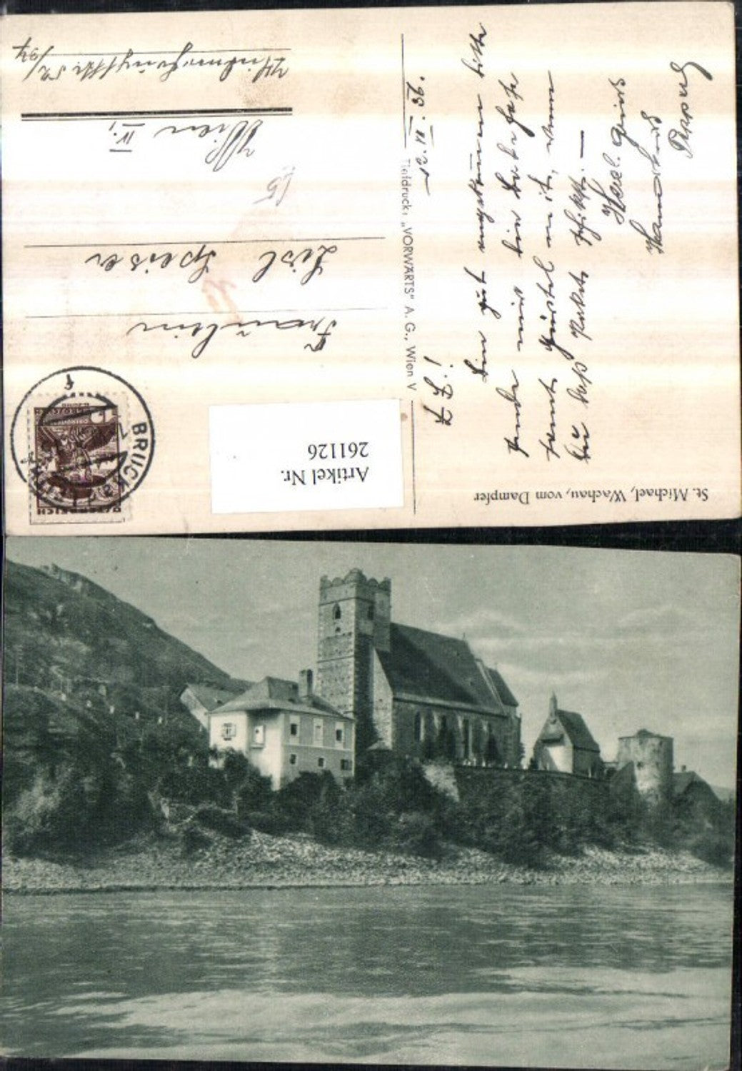 261126,St. Michael in d. Wachau Kirche vom Dampfer gesehen