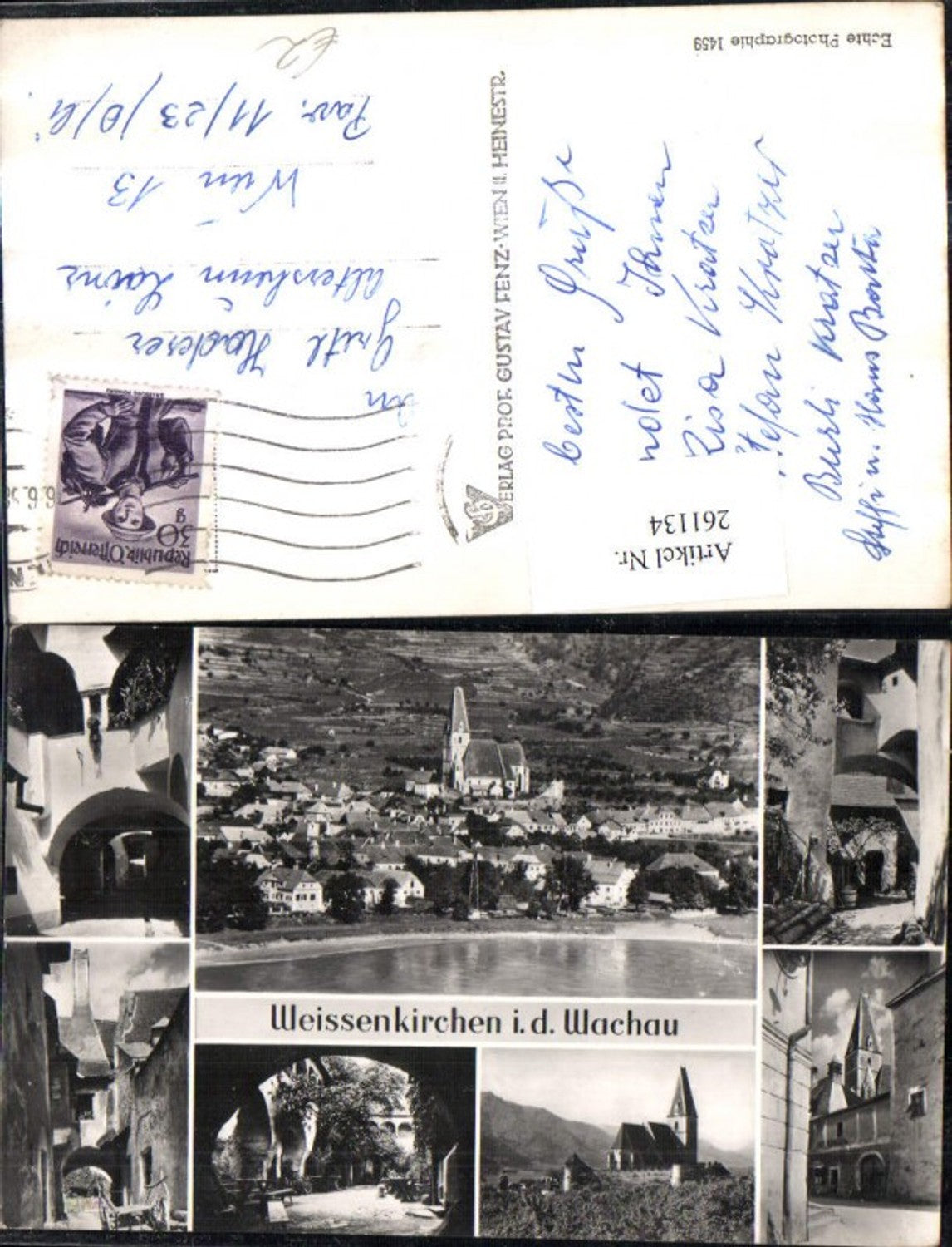 261134,Weißenkirchen in d. Wachau Totale Kirche Motive Gasse Hof Mehrbildkarte