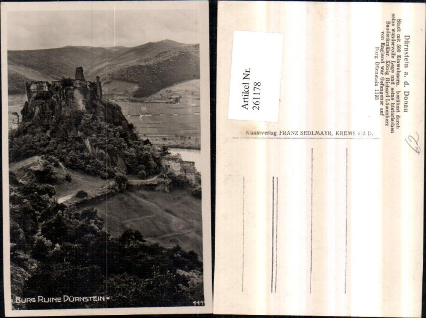 261178,Burg Ruine Dürnstein an d. Donau
