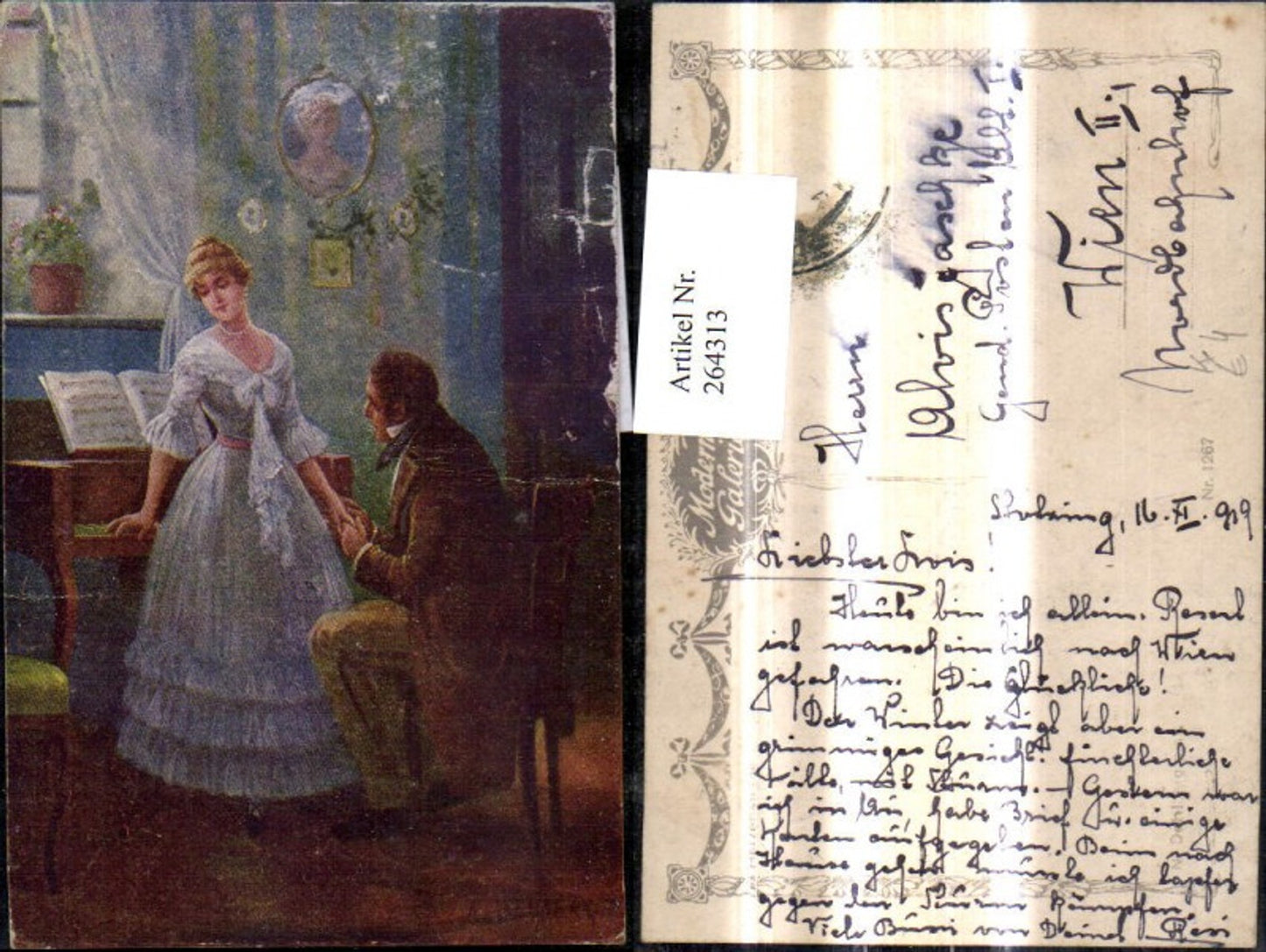 264313,Künstler Ak N. Dehlberg Herzensfrage Mann hält um Hand d. Frau an Klavier