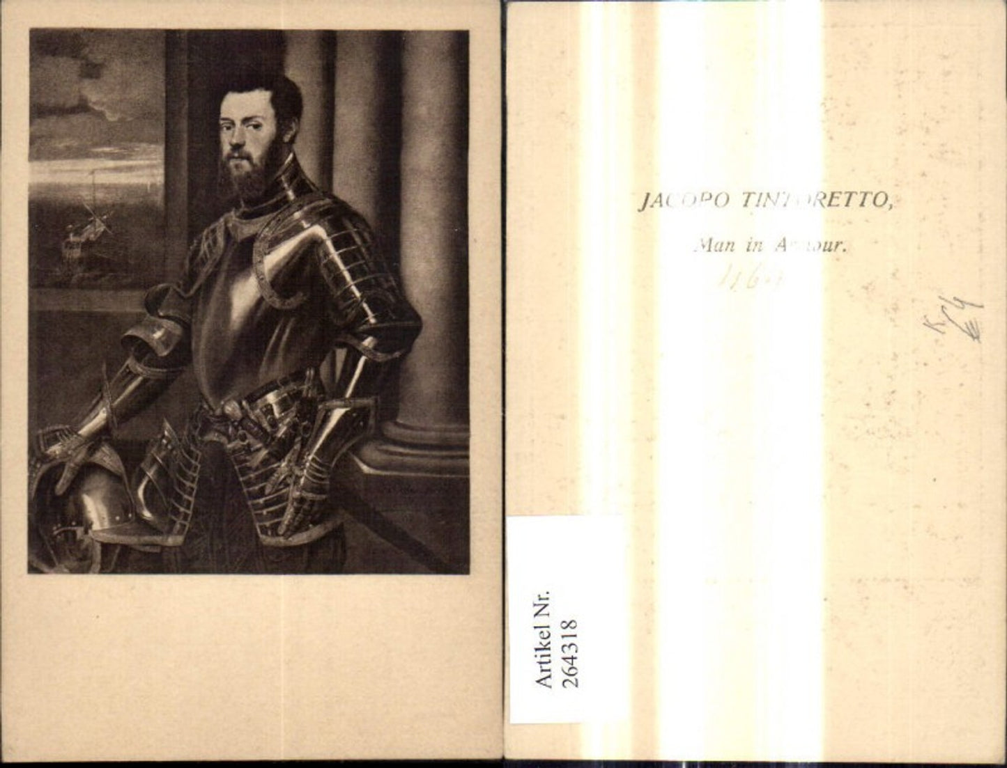 264318,Künstler Ak Jacopo Tintoretto Man in Armour Ritter i. Rüstung