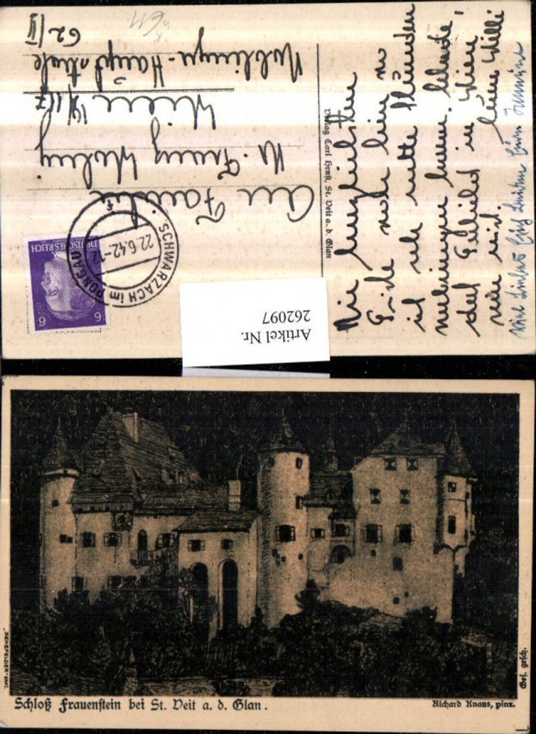 262097,Künstler AK Richard Knaus Schoss Frauenstein b. St. Veit an d. Glan