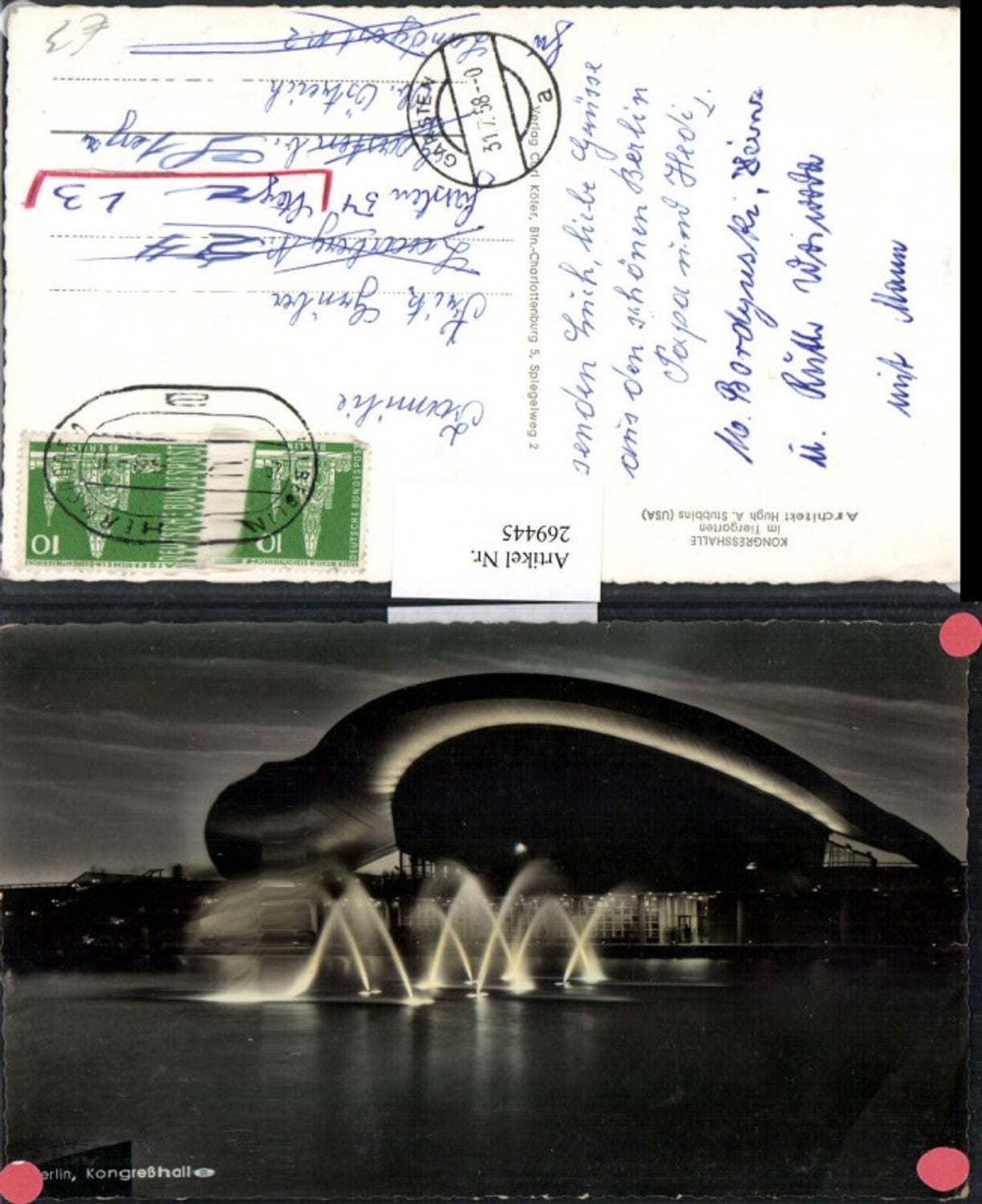 269445,Berlin Kongresshalle i. Tiergarten b. Nacht