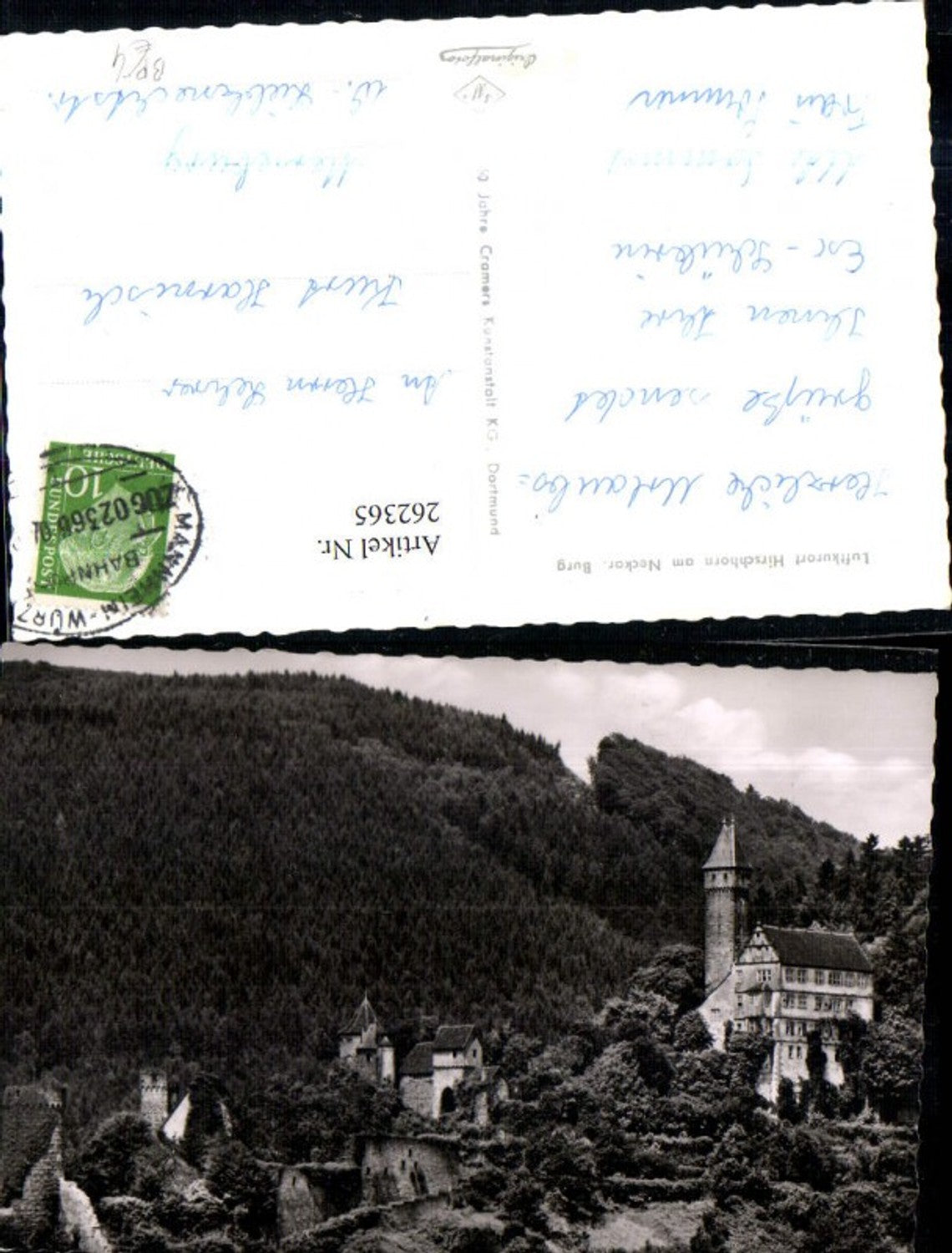 262365,Hirschhorn am Neckar Burg Bahnpost Zug 2366 Mannheim – Würzburg