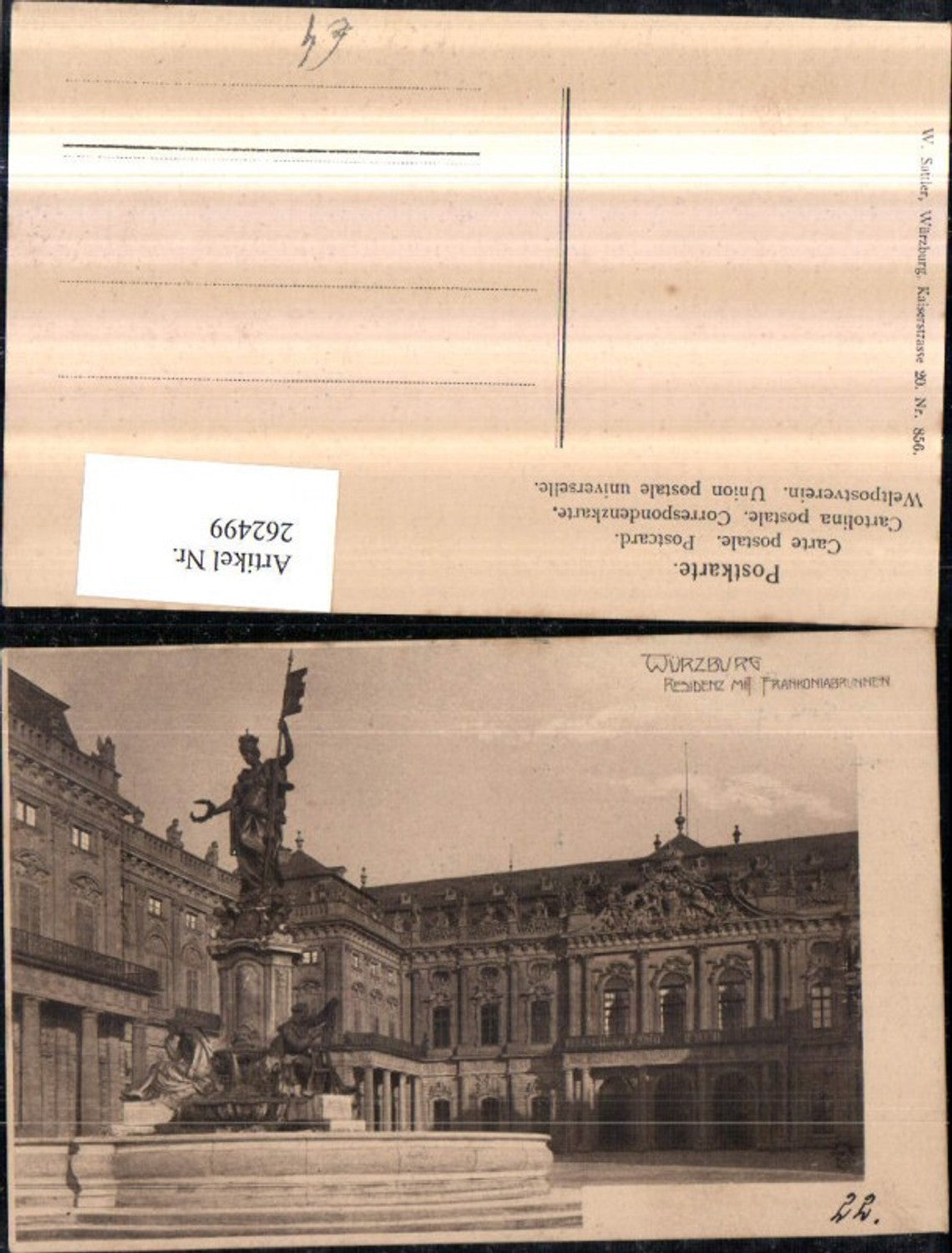 262499,Würzburg Residenz Gebäude m. Frankoniabrunnen Brunnen