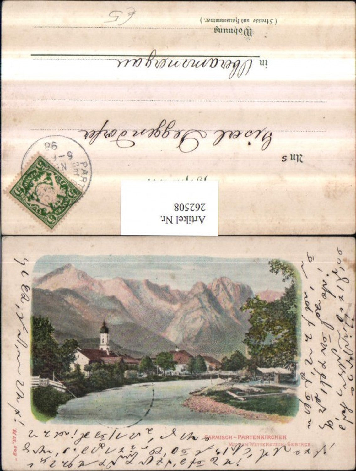262508,Garmisch-Partenkirchen Teilansicht Kirche m. d. Wetterstein Bergkulisse