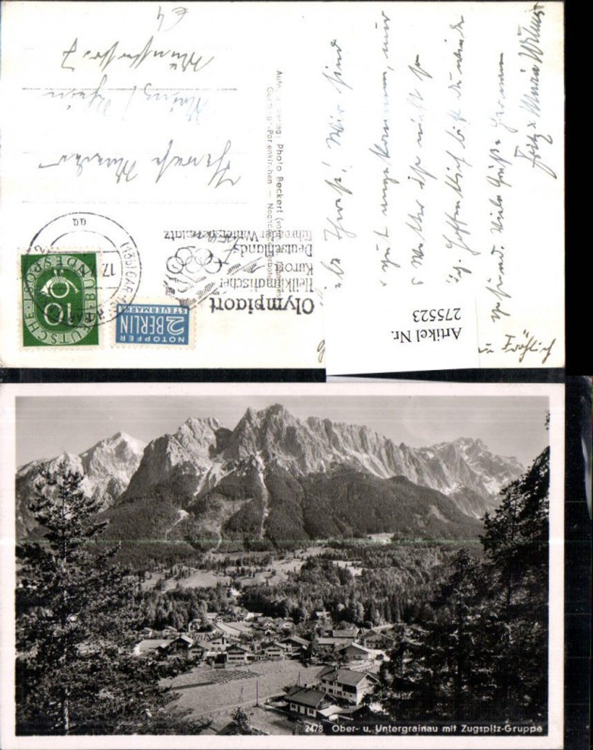 275523,Ober- u. Untergrainau Totale m. Zugspitz-Gruppe Bergkulisse