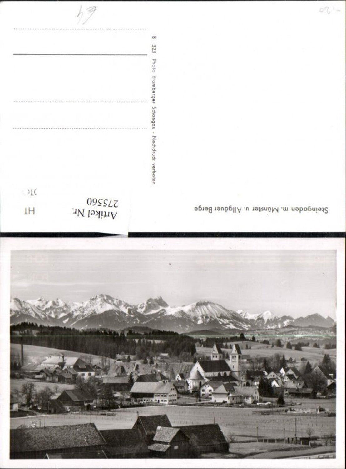 275560,Steingaden Totale m. Münster Kirche u. Allgäuer Alpen Bergkulisse
