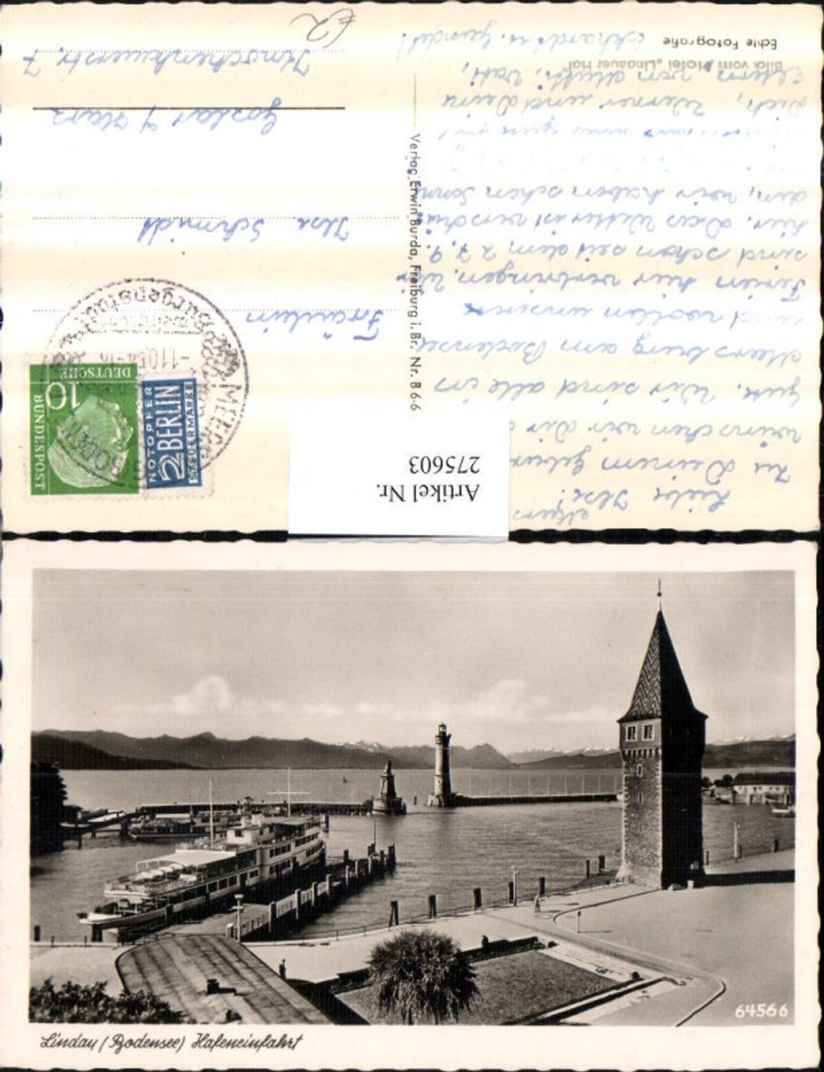 275603,Lindau im Bodensee Hafeneinfahrt Turm Dampfer Leuchtturm