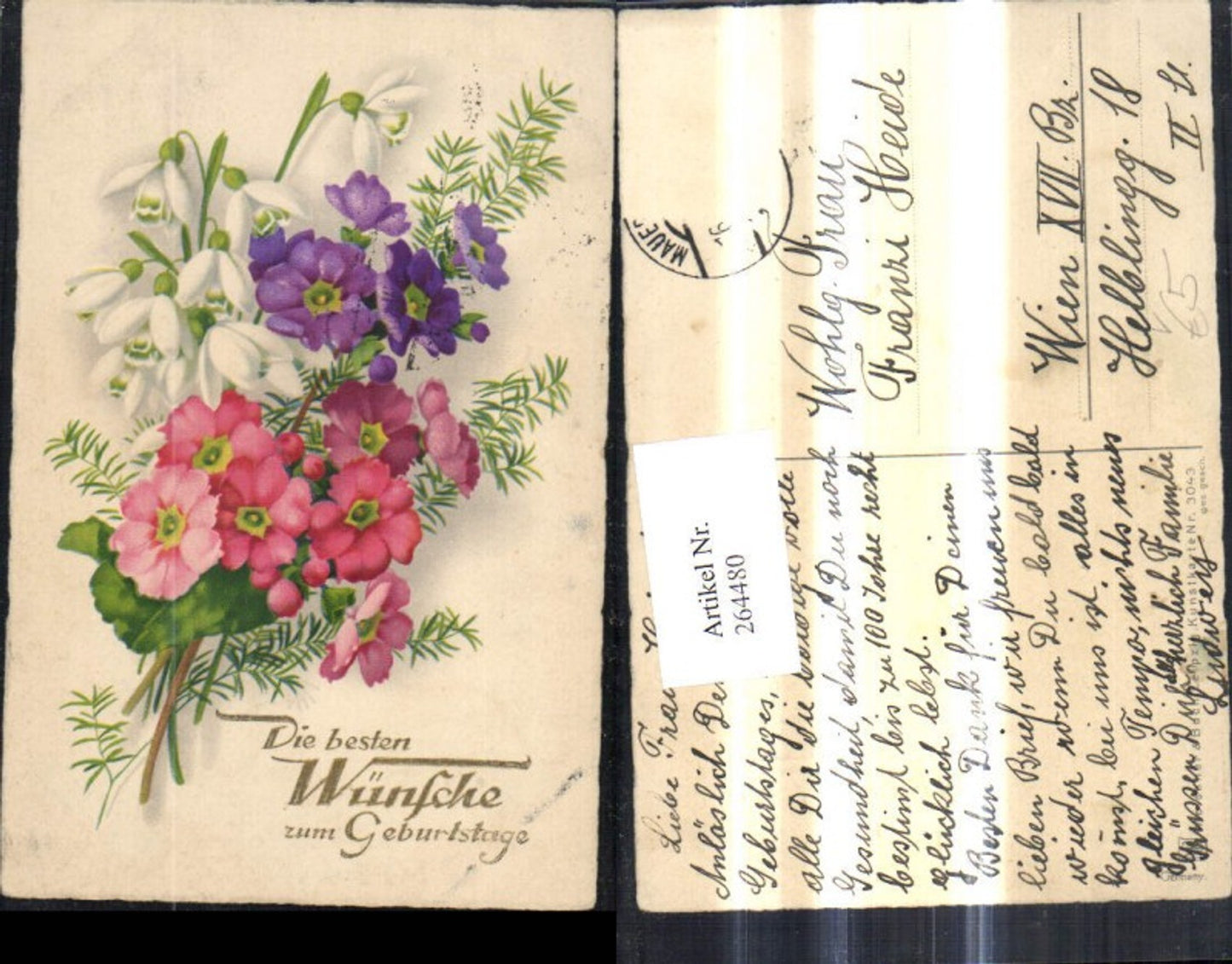 264480,Künstler Ak Meissner & Buch 3043 Blumenstrauß Schneeglöckchen Blumen Geburtstag