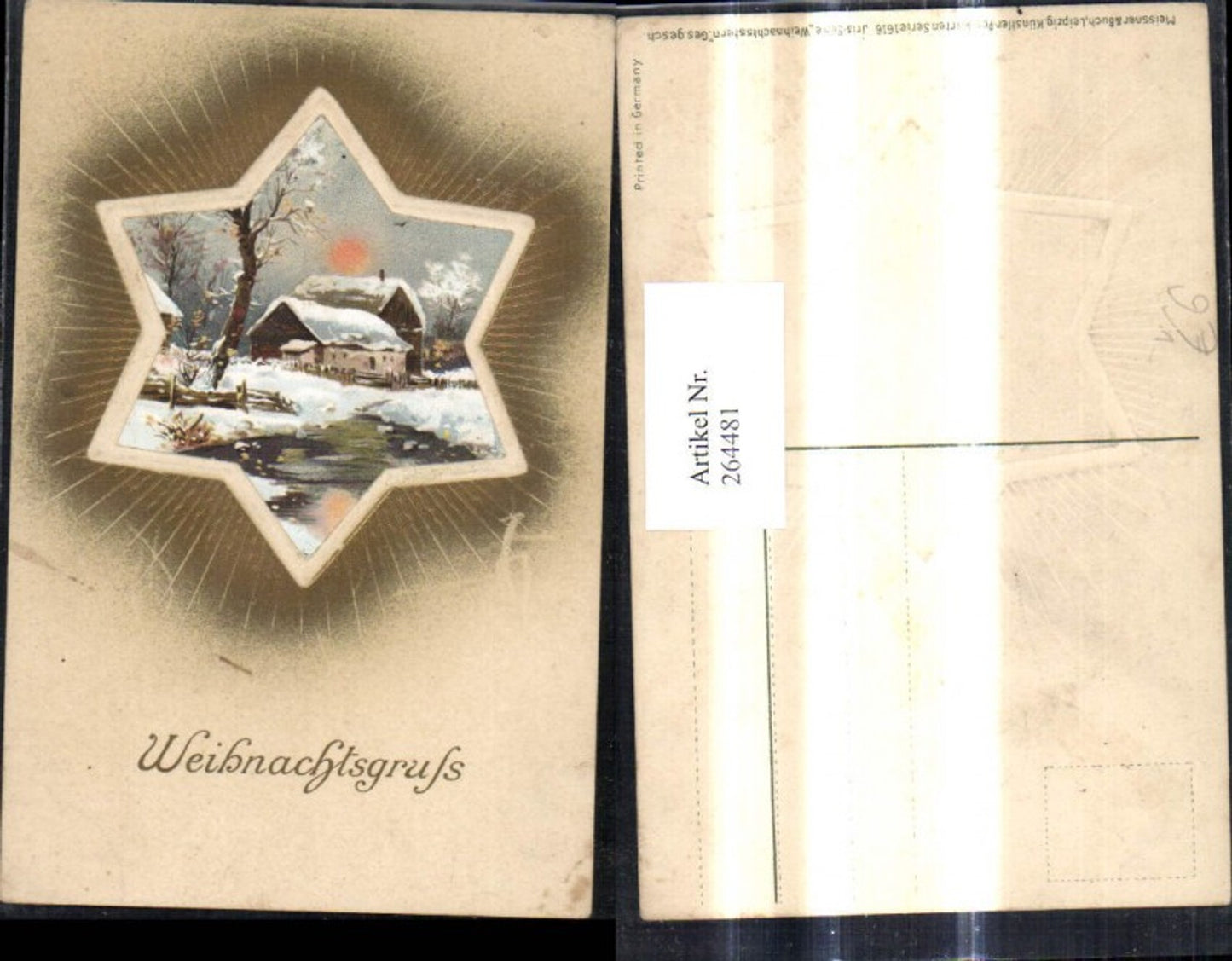 264481,Präge Ak Meissner & Buch 1616 Weihnachtsstern Haus Winterlandschaft