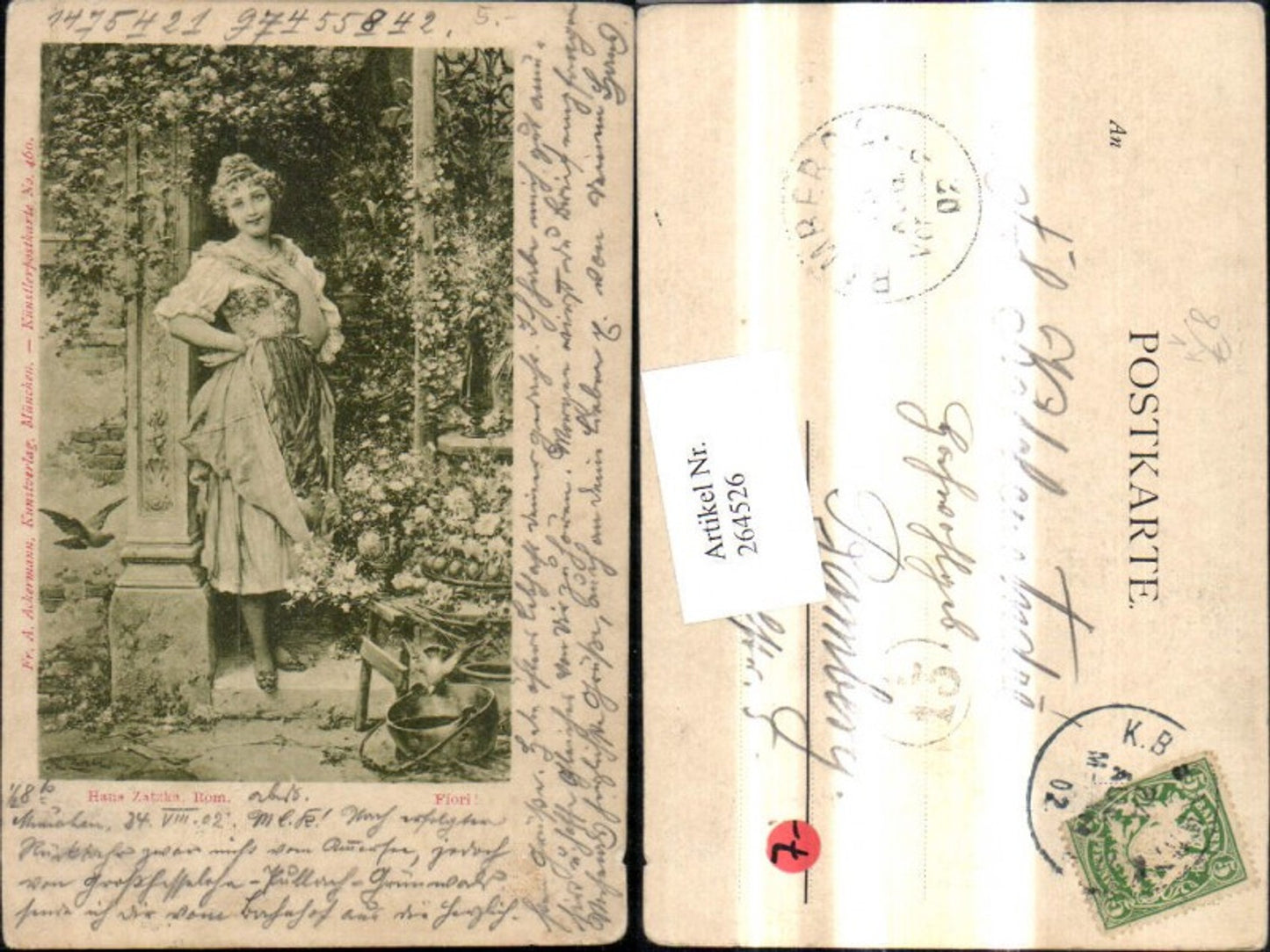 264526,Künstler Ak Hans Zatzka Fiori Frau pub F. A. Ackermann 460